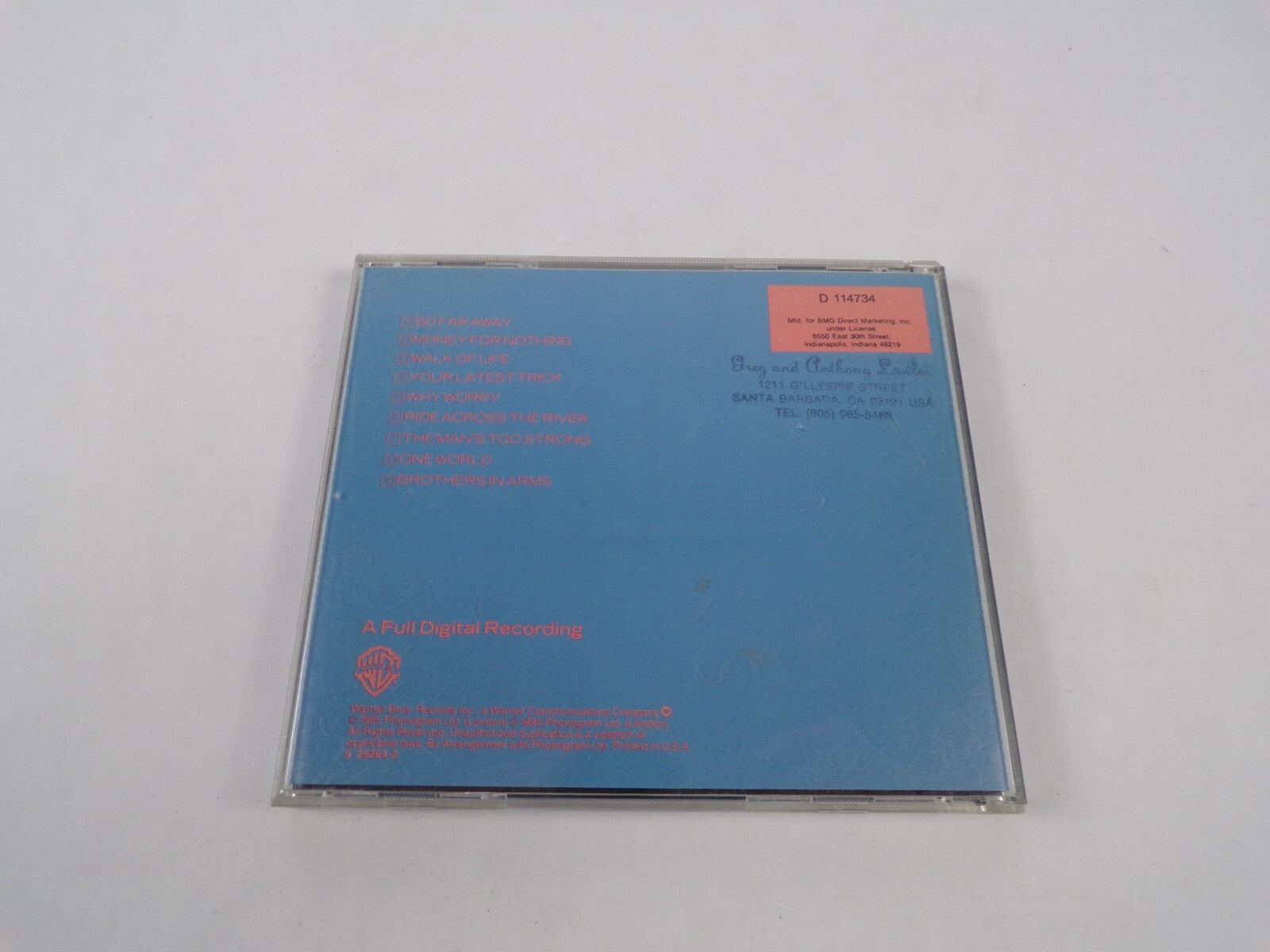 Dire Strsits Brothers In Arms Sofar Away Money For Nothing Walk Of Life YouCD#27