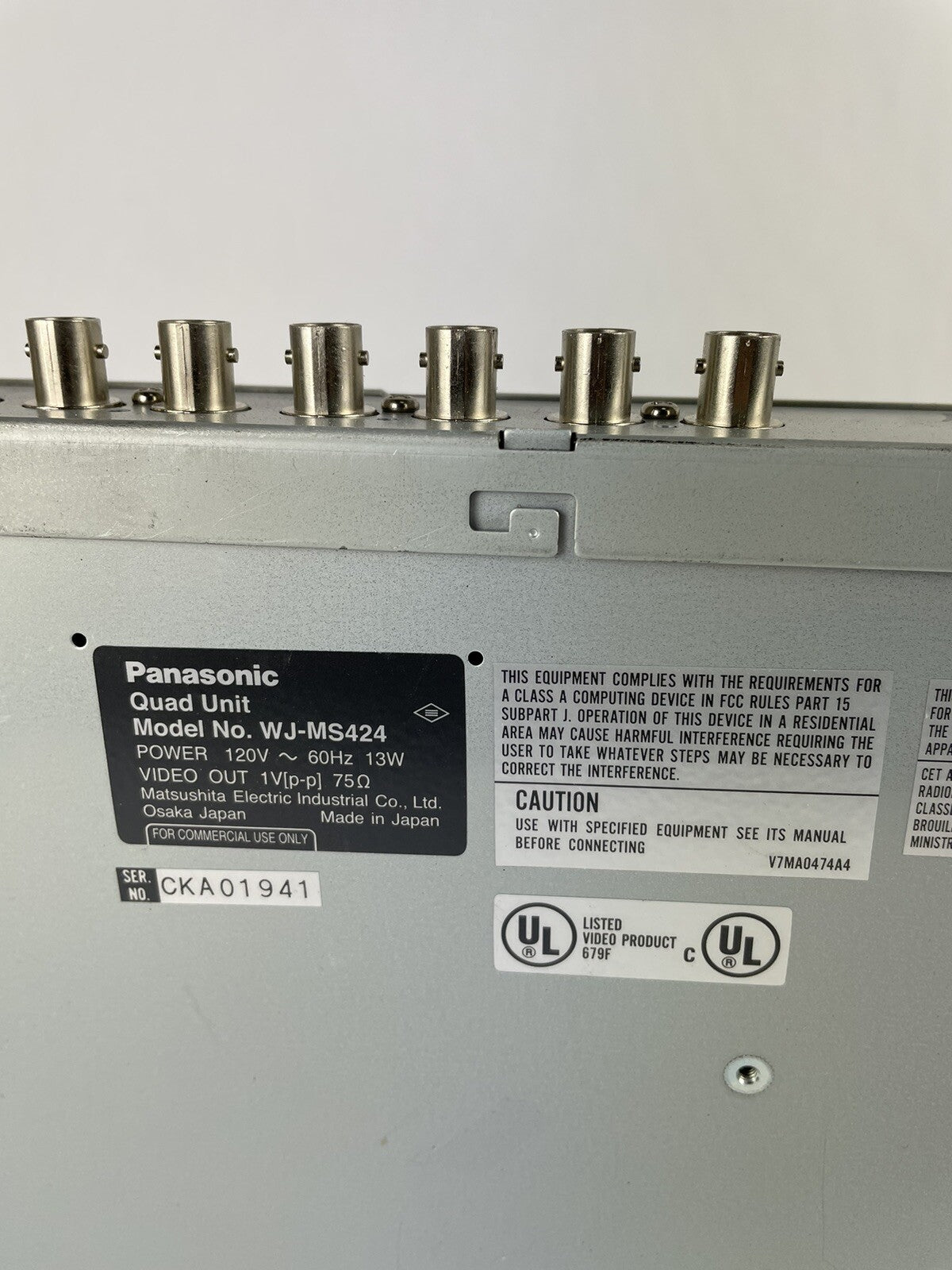 Panasonic WJ-MS424 Quad System 4CH Input Color Digital Video Multiplexer Rack