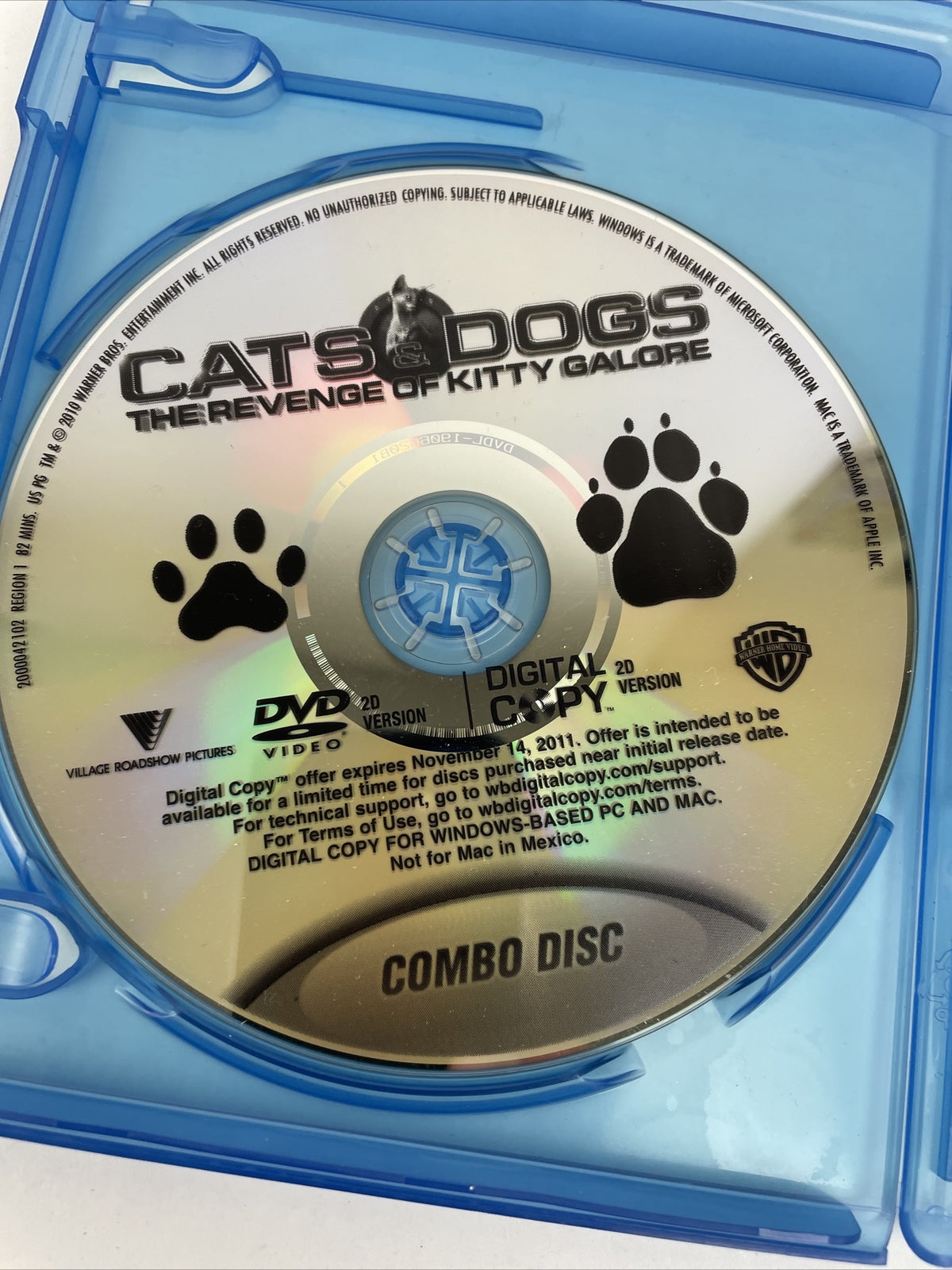 Cats & Dogs : The Revenge of Kitty Galore (Blu-ray DVD Combo, 2010) Mint Discs