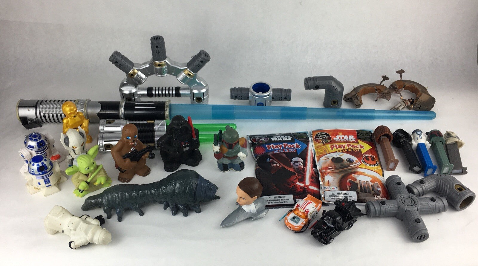 Huge Star Wars Lot of 25 Assorted Figures Weapons and Promo Items - LOOK