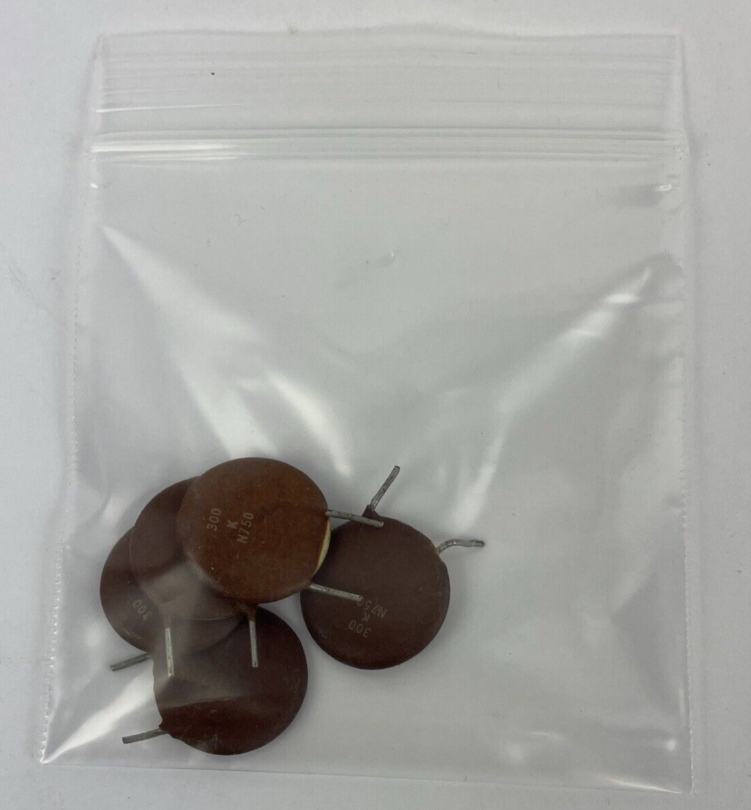 Lot of 5 x CDE Ceramic Disc Capacitor - Model # 300 K N750 - LOOK