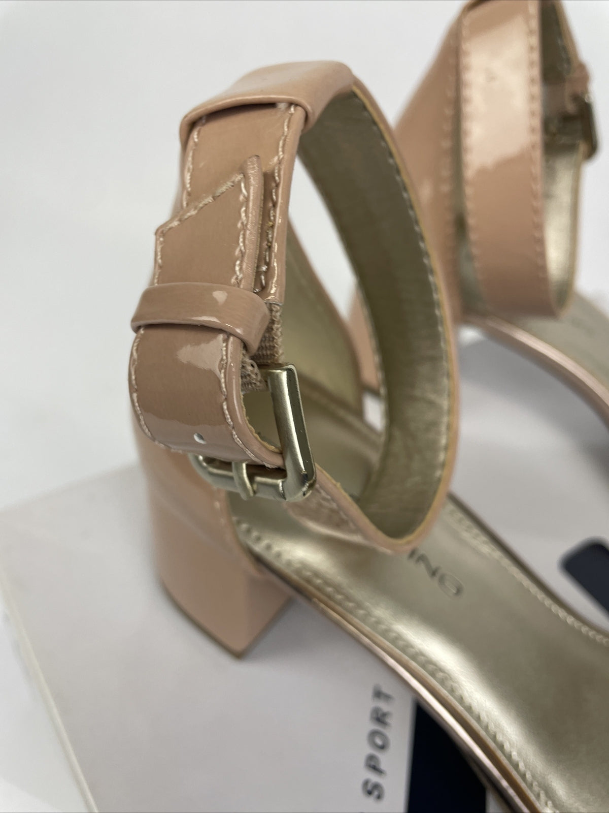 Anne Klein Sport Bandolino Patent Pink Cream Heel Pump Open Toe Size 6M - NEW