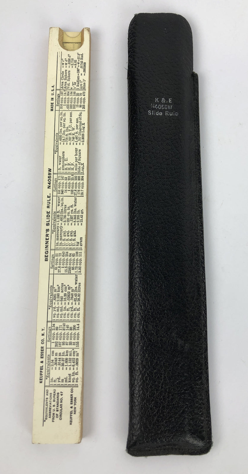 K&E Slide Rule N4058W Original Leather Case complete Made in the USA * VGC