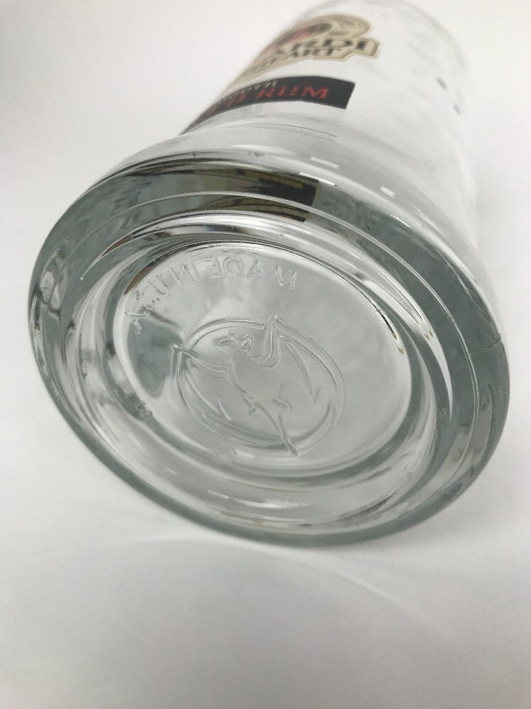 Bacardi Oakheart smooth spiced rum textured glass beer stein mug with bat logo.