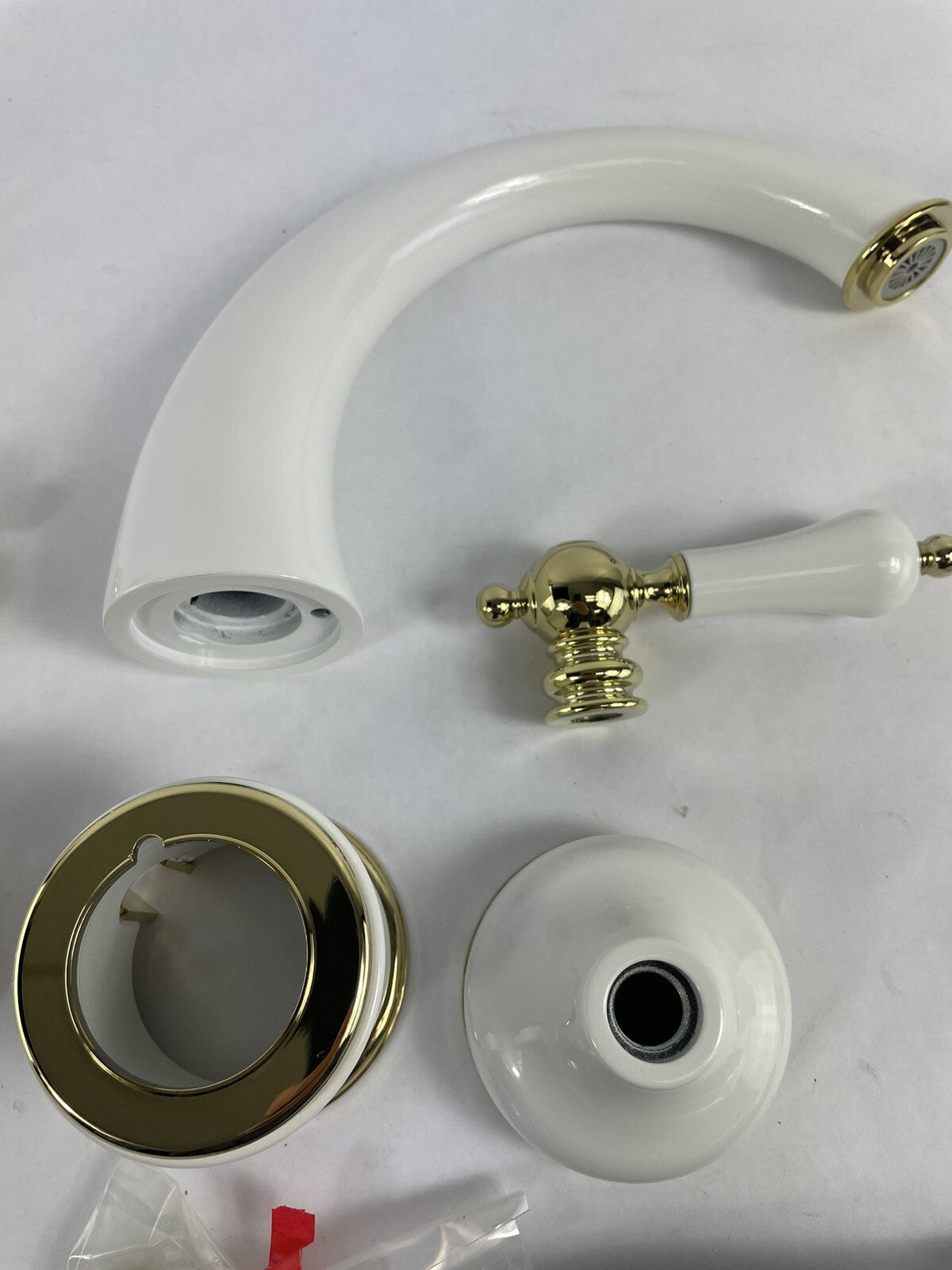 Rubinet Roman tub faucet trim set gold and white with hand shower T5HRBRJLWHBB