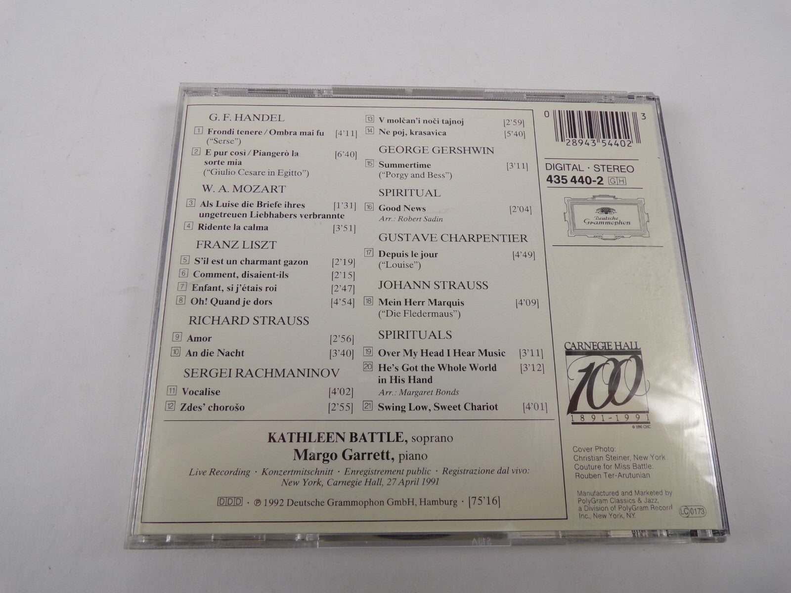 Kathleen Battle At Carnegie Hall Frondi Tenere Ombra Mai Fu Ridente LaCalmaCD#35