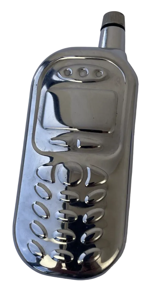 Vintage Cell Phone Hip Alcohol Whiskey Fuel Hidden Flask 4 oz Stainless Steel
