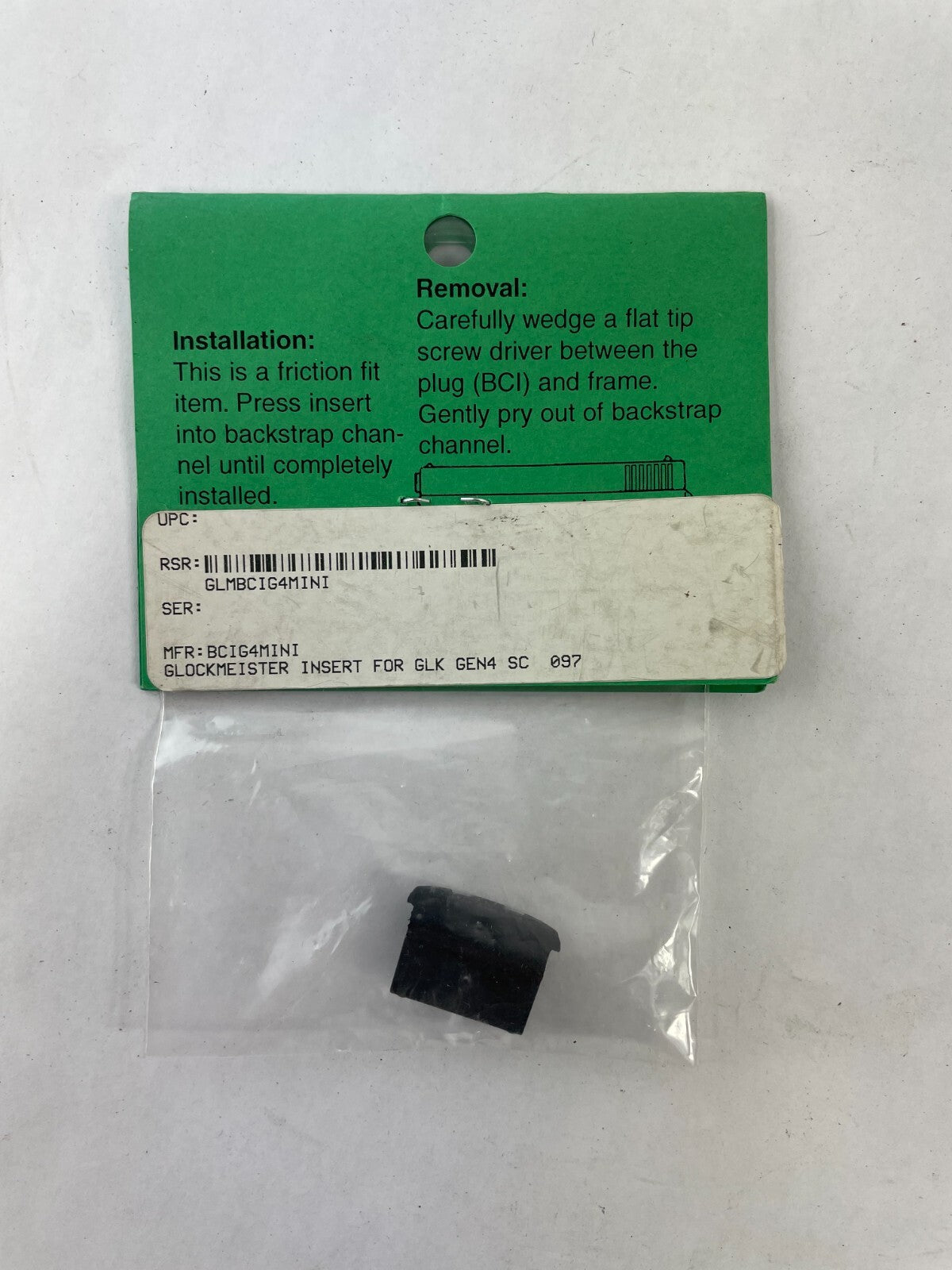Glockmeister The Glock Pistol Backstrap Channel Insert G4 Mini GLMBCIG4MINI