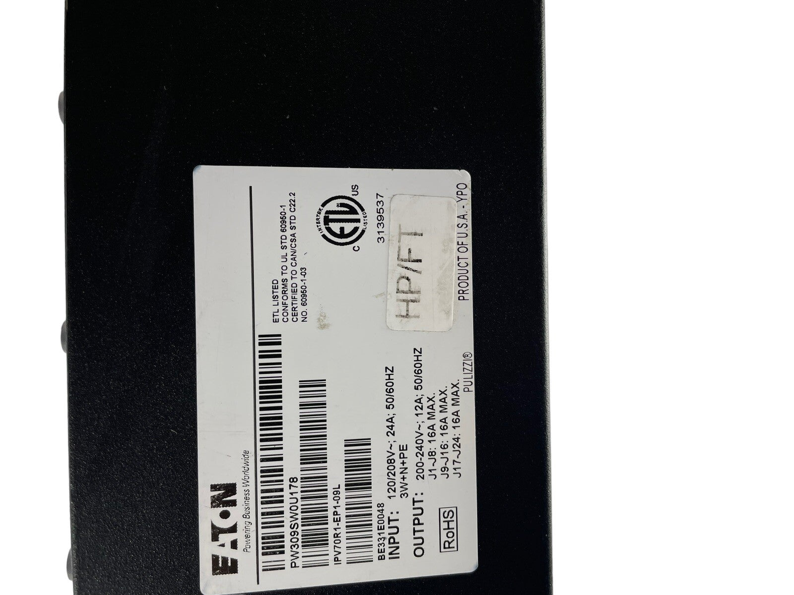 Eaton Switched ePDU 24 Outlet Receptacle Power Distribution Unit PW309SW0U178