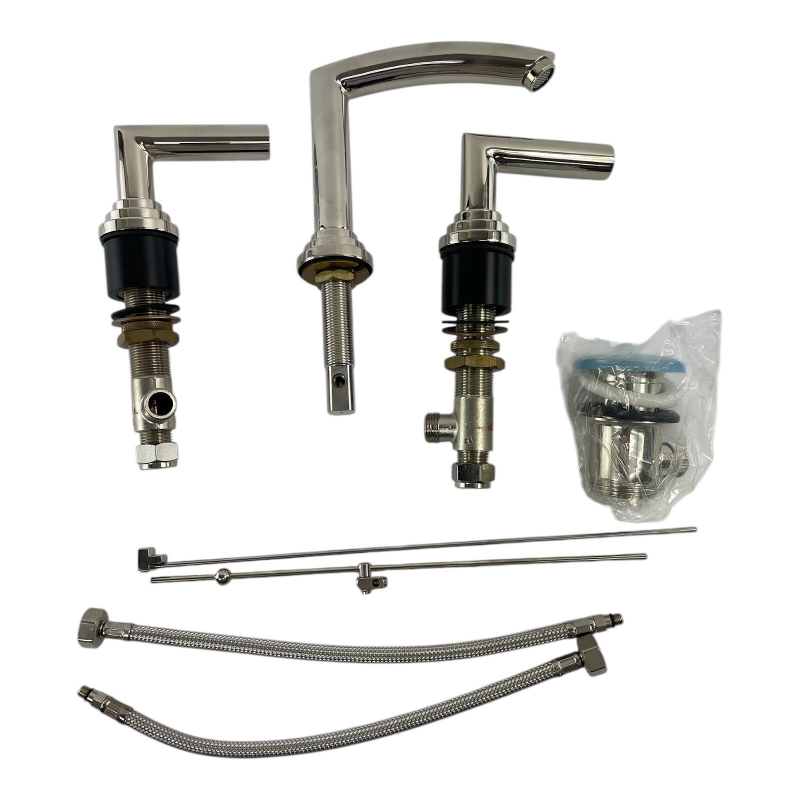 PCS Bath Bathroom Sink Widespread Lavatory Faucet with handles Polished Chrome