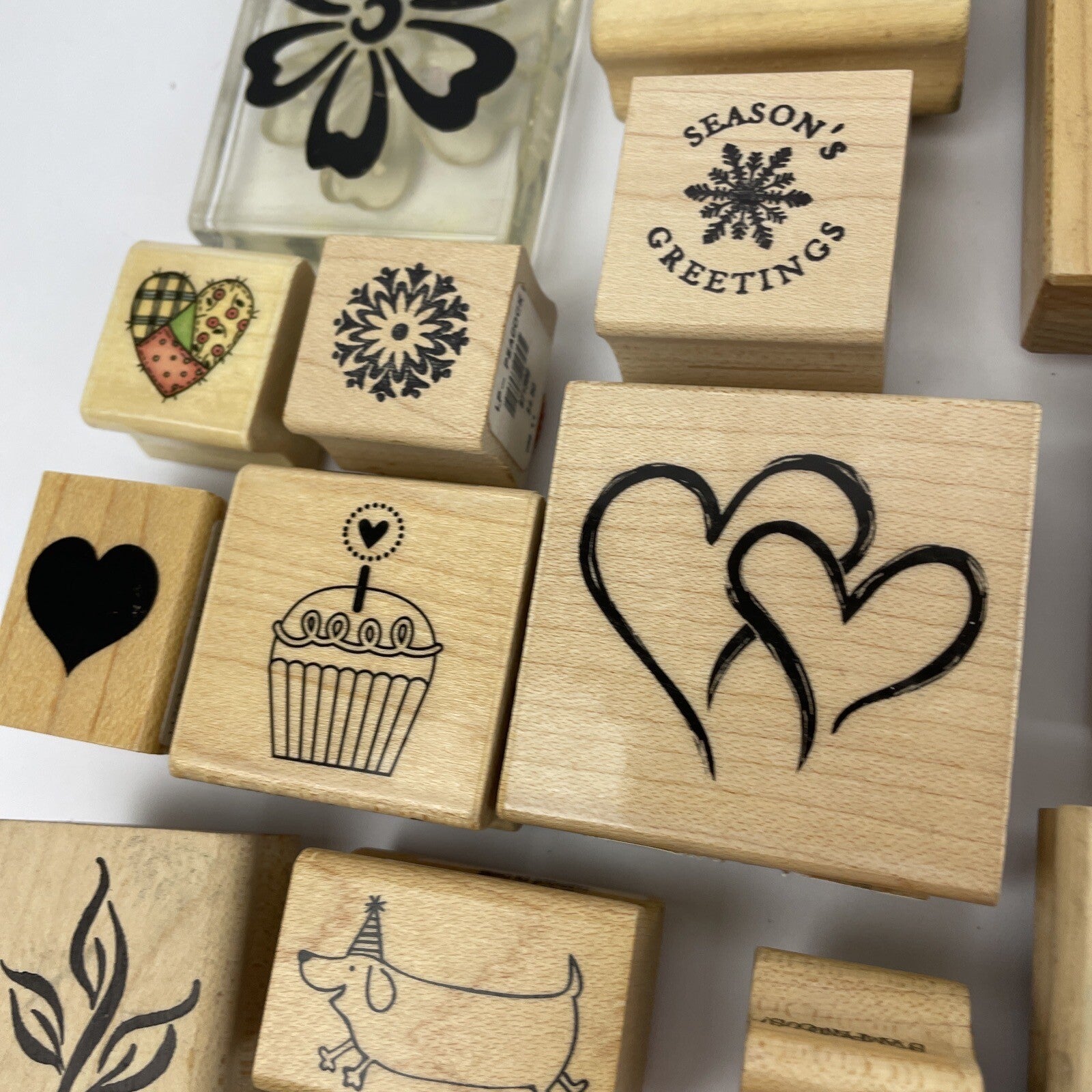 Rubber Stamp Lot SANTA Flowers Christmas DOG Paw Words Scrapbook Paper New Used