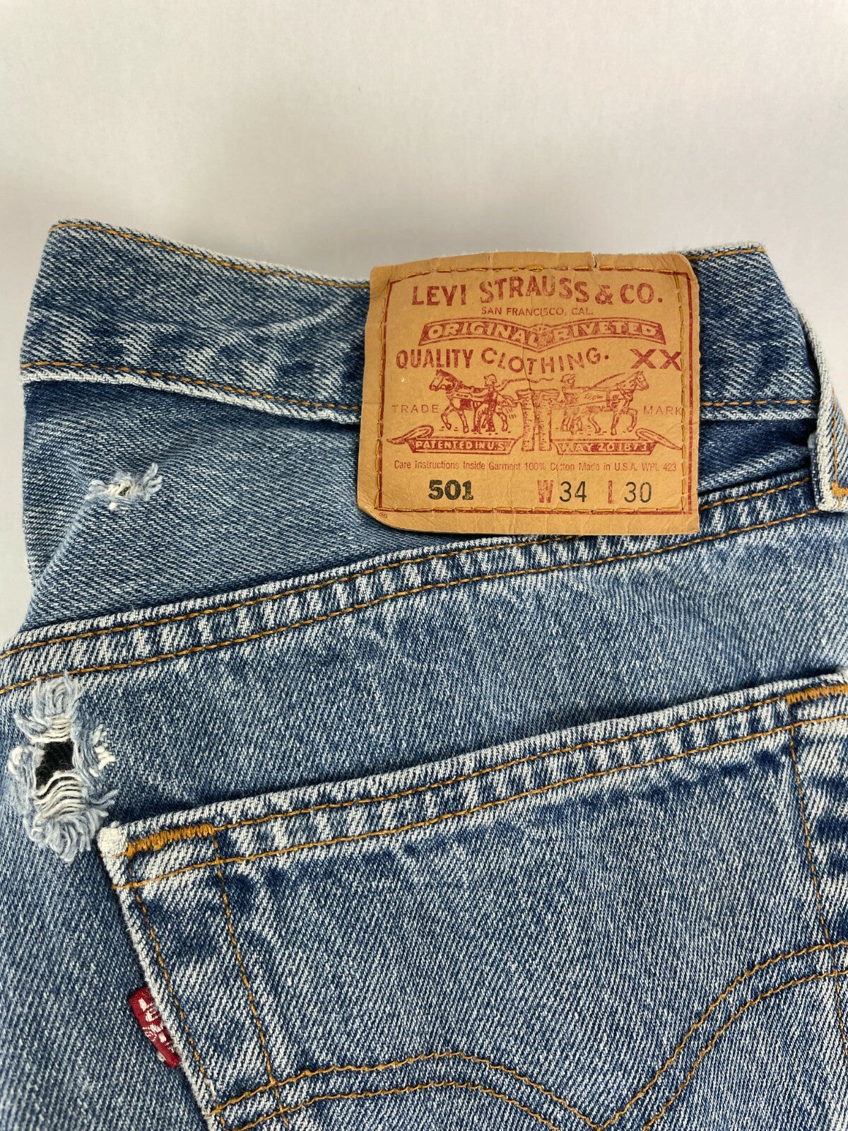 Levi's Men's Light Blue 501 Regular Fit Straight Leg Jeans Size W 34 L 30