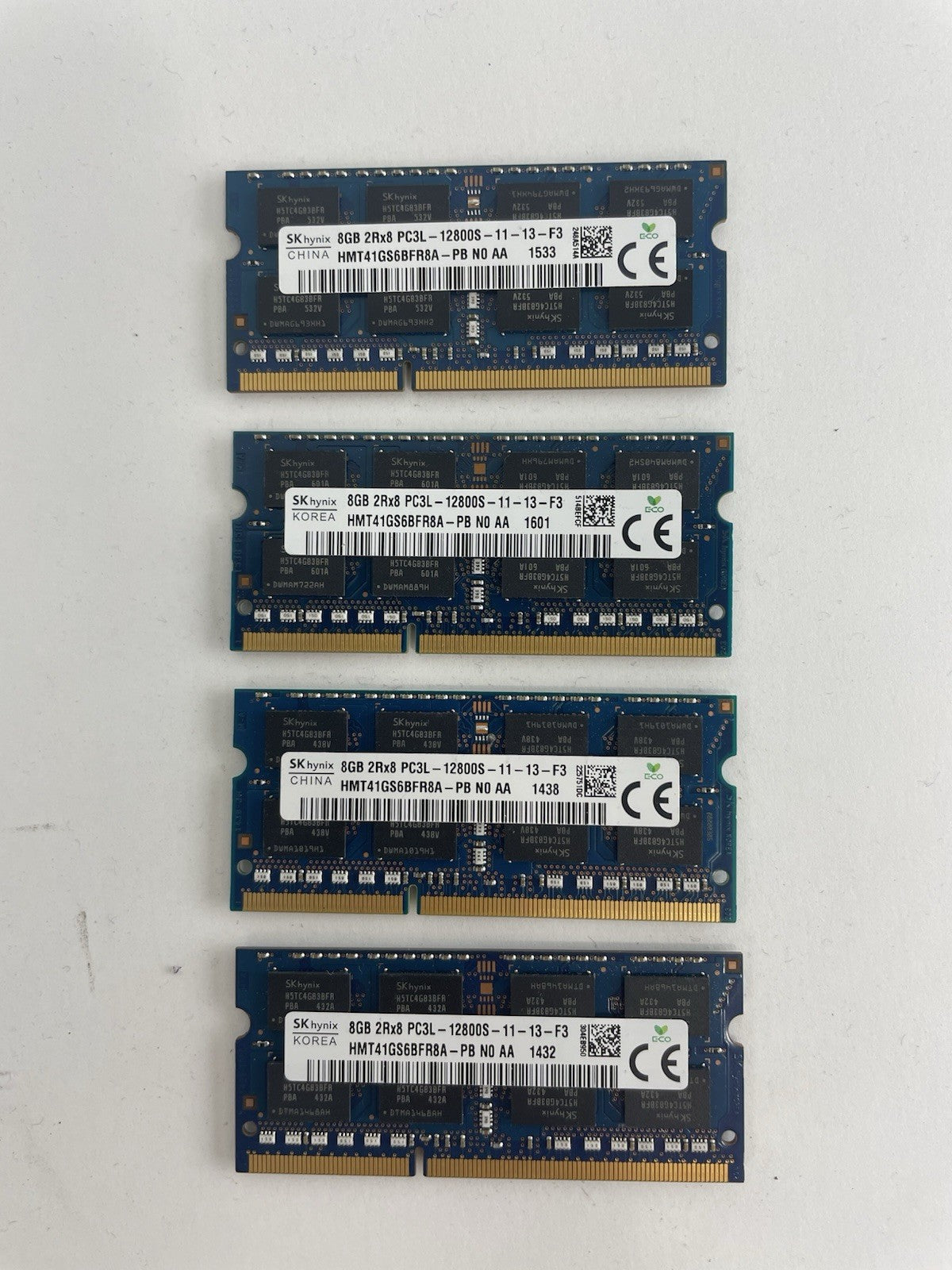 Lot 4 SK hynix 8GB DDR3L 1600 PC3L-12800S 2Rx8 Laptop RAM Memory