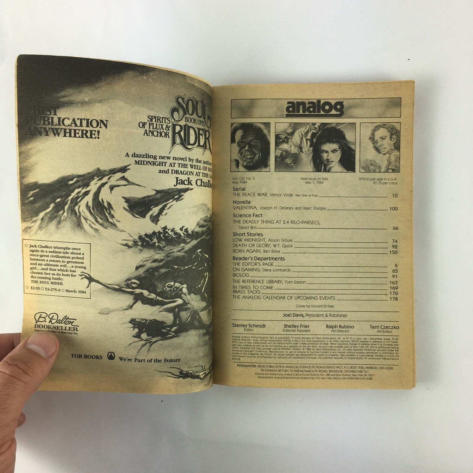 May 1984 Analog ScienceFiction Fact Magazine Vernor Vinge The Peace War Joseph H
