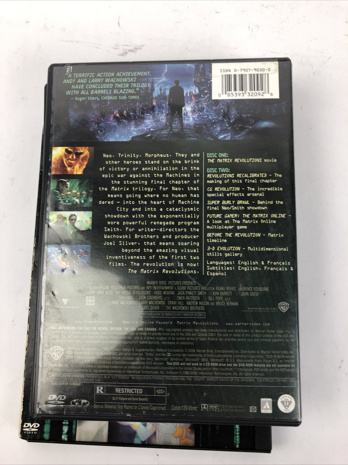 Lot of Three The Matrix Revolutions RELOADED + Animatrix ( DVD Video )