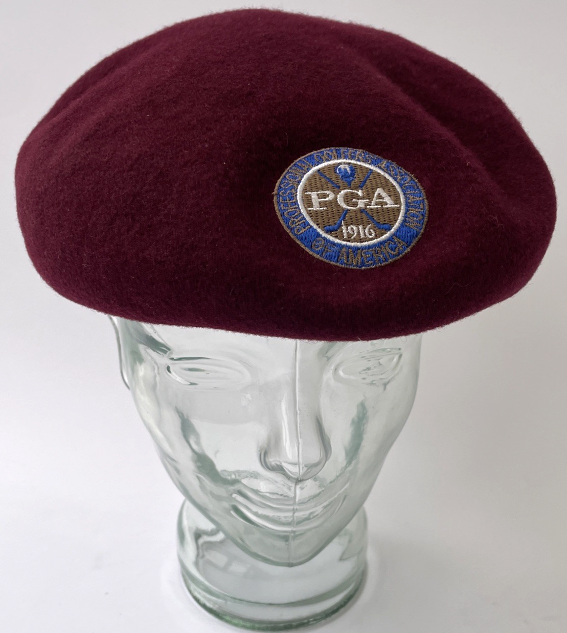 PGA Bancroft Military Beret Maroon Wool Sz 7 5/8 " Nicklaus " Golf Memorabilia