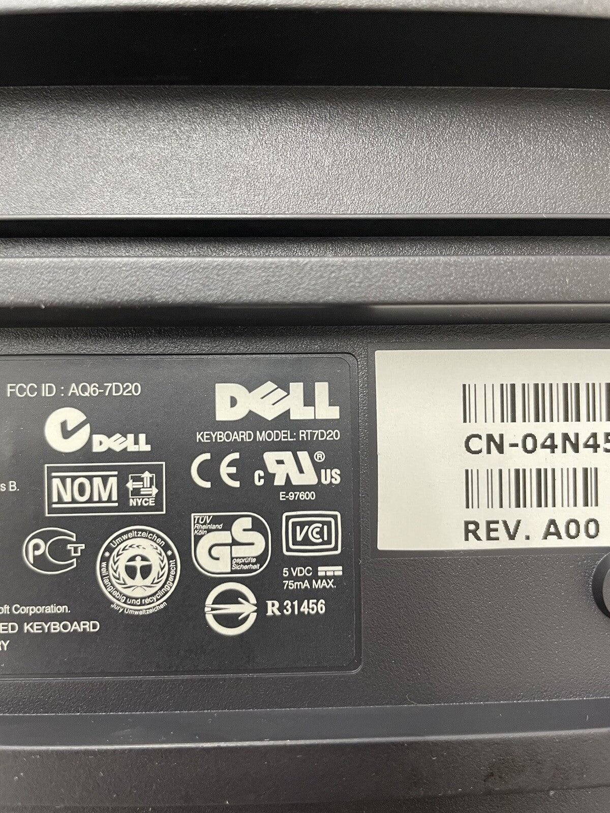 Lot of 2 DELL PS/2 US 104-Key PC Windows Desktop Keyboard Black RT7D20 SK-8110