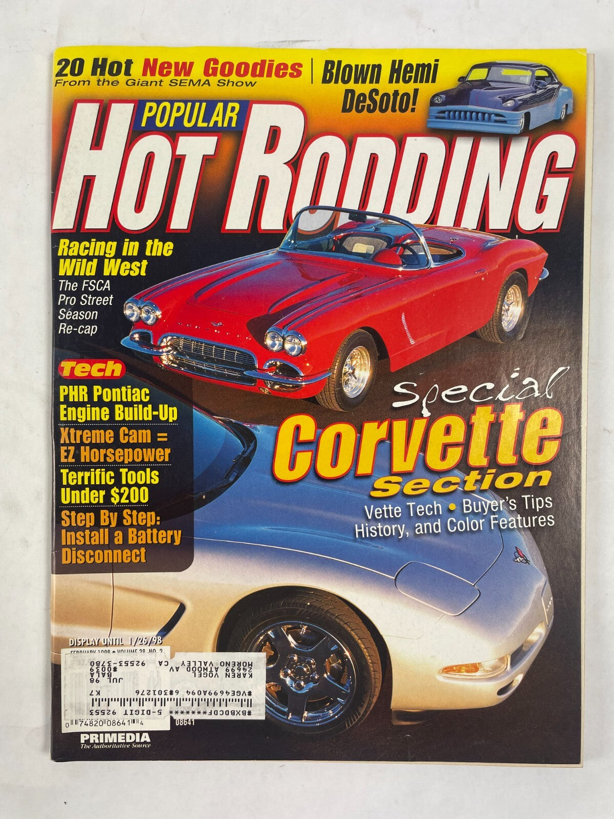 February 1998 Hot Rodding Magazinee Special Corvette Section Racing In The Wild