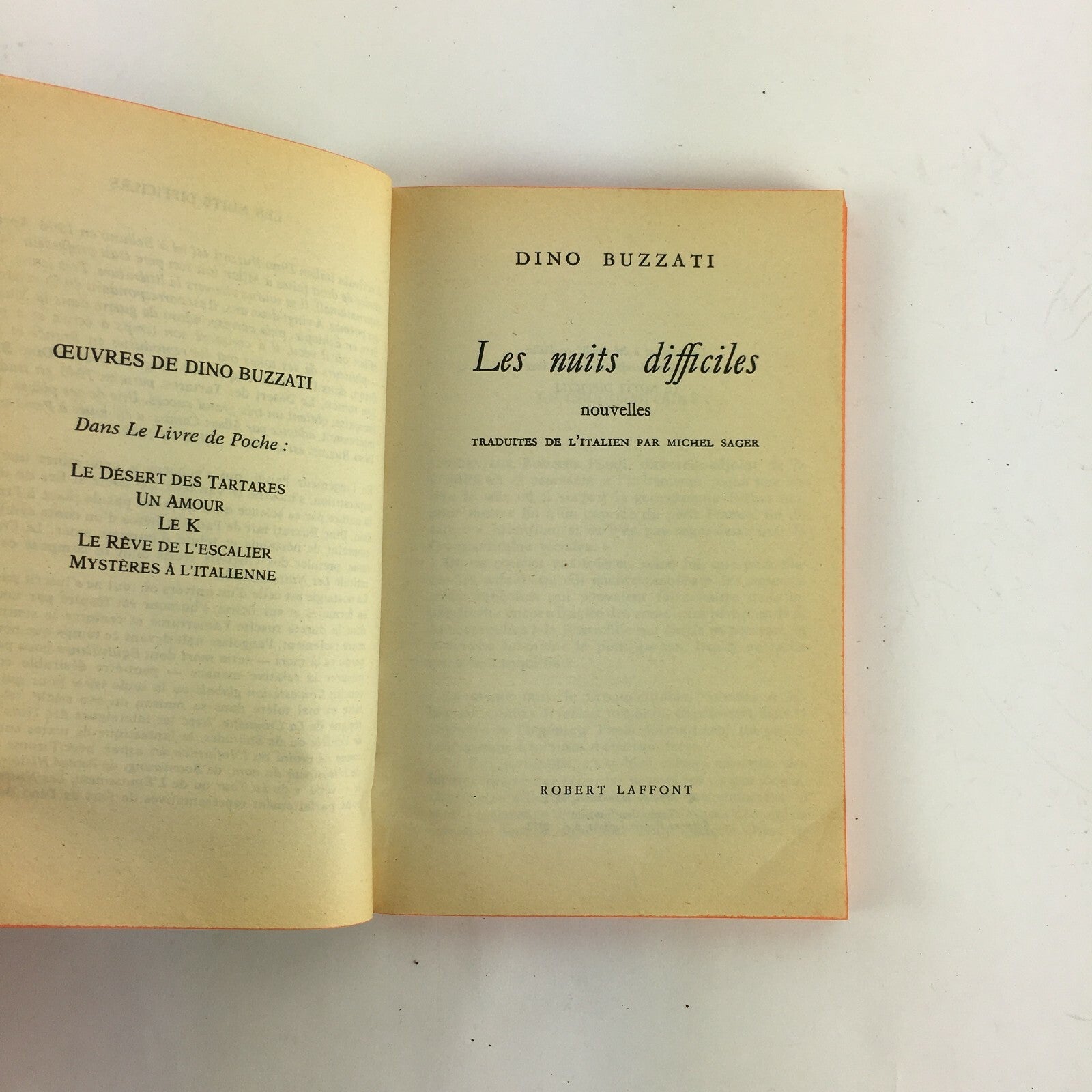 Dino Buzzati Les nuits difficiles Robert Laffont