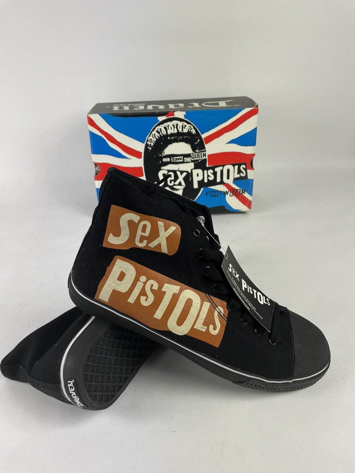 Draven Sex Pistols Punk High top Shoe Vision Street Wear Canvas Retro Size US 13