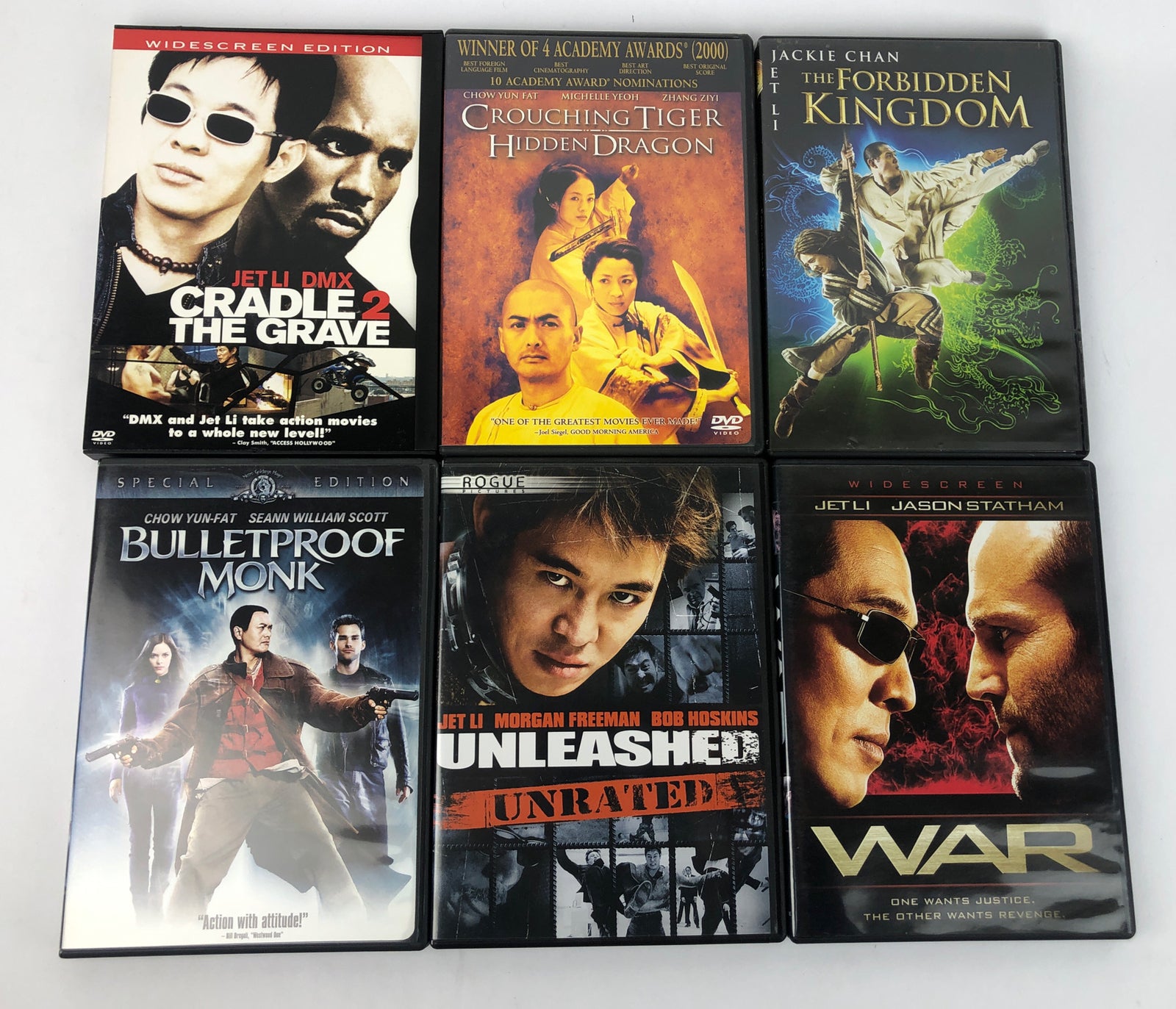 6 KUNG FU / MARTIAL ARTS MOVIE DVD LOT - Chow Yun-Fat Jackie Chan JET LI - Mint