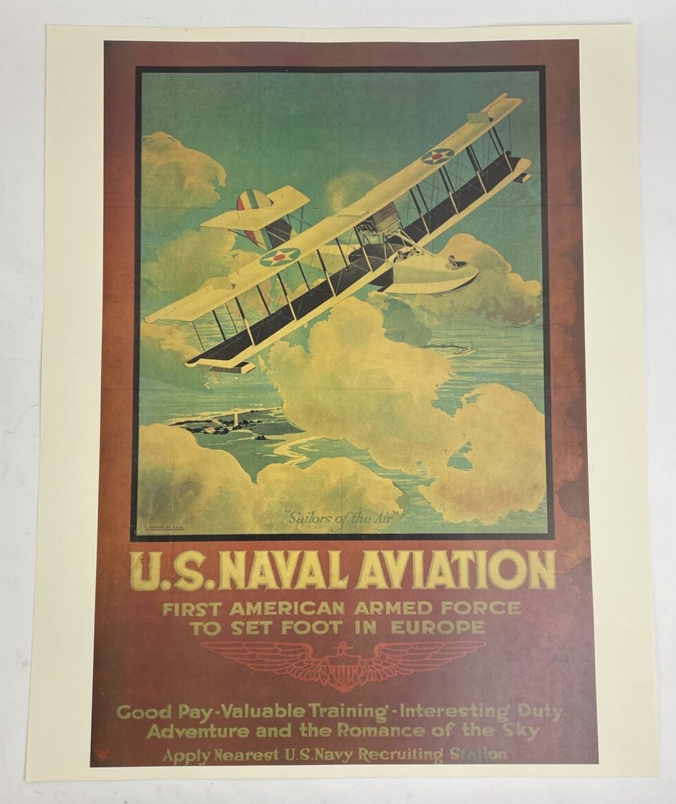 Vintage US Navy Recruiting Poster US Naval Aviation Sailors of the Air 20" x 16"