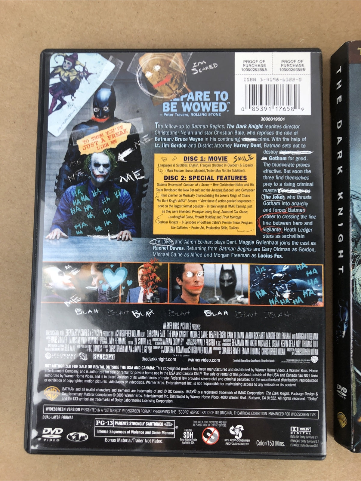 The Dark Knight (Two-Disc Special Edition) - DVD - Mint Discs W Sleeve Cover
