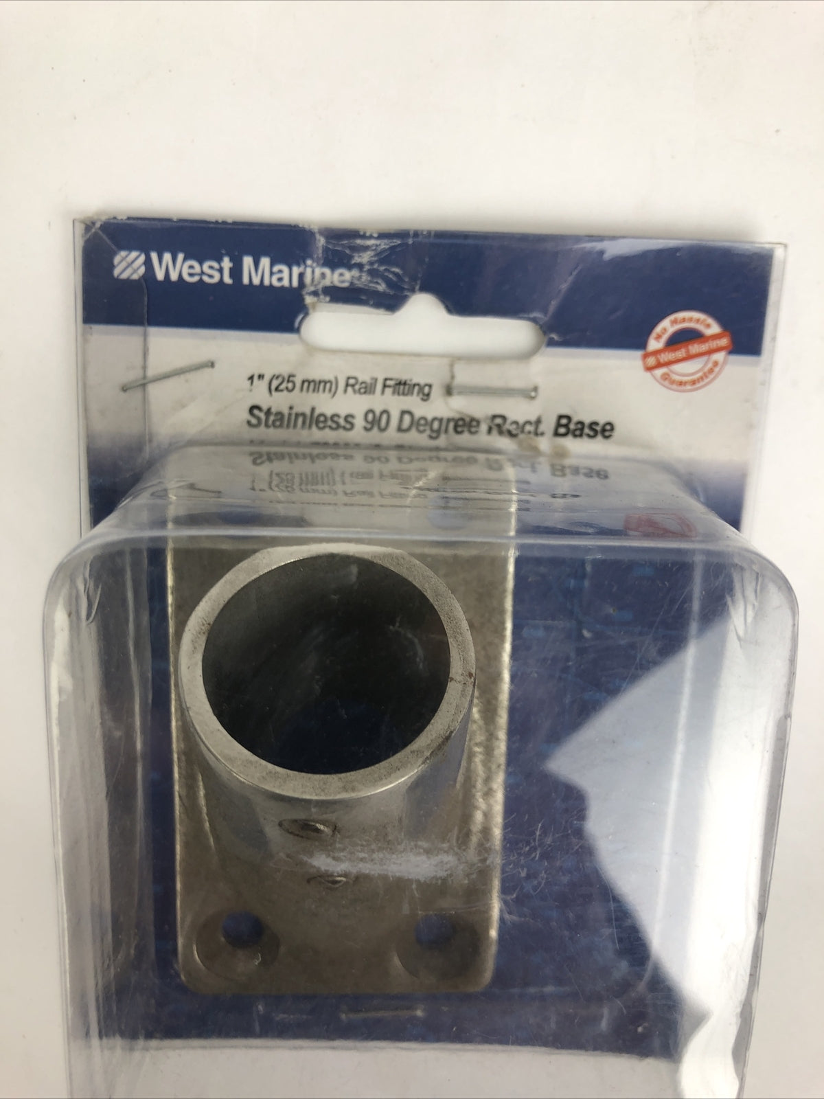 West Marine Stainless Steel 90 Degree 1" Rail Rectangle Base F15-0141-1W