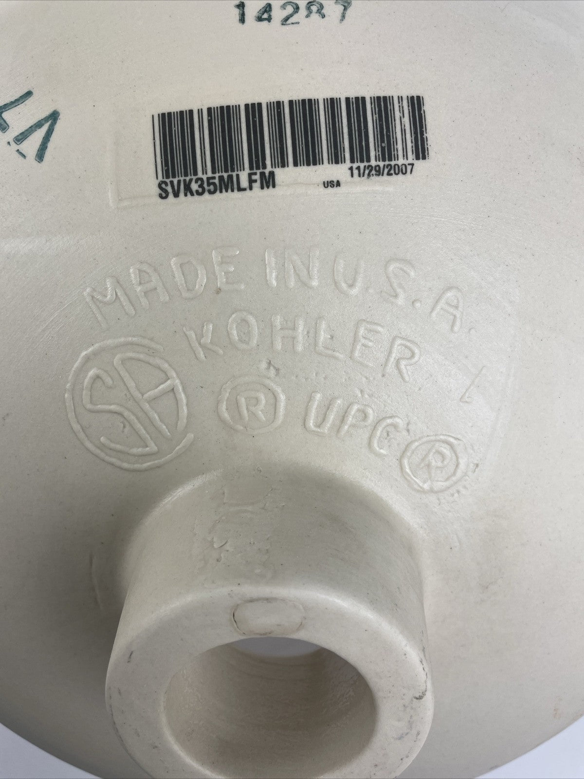 Kohler K-14287-H6-V7 Twirl design undermount lavatory sink Old English textured ceramic basin