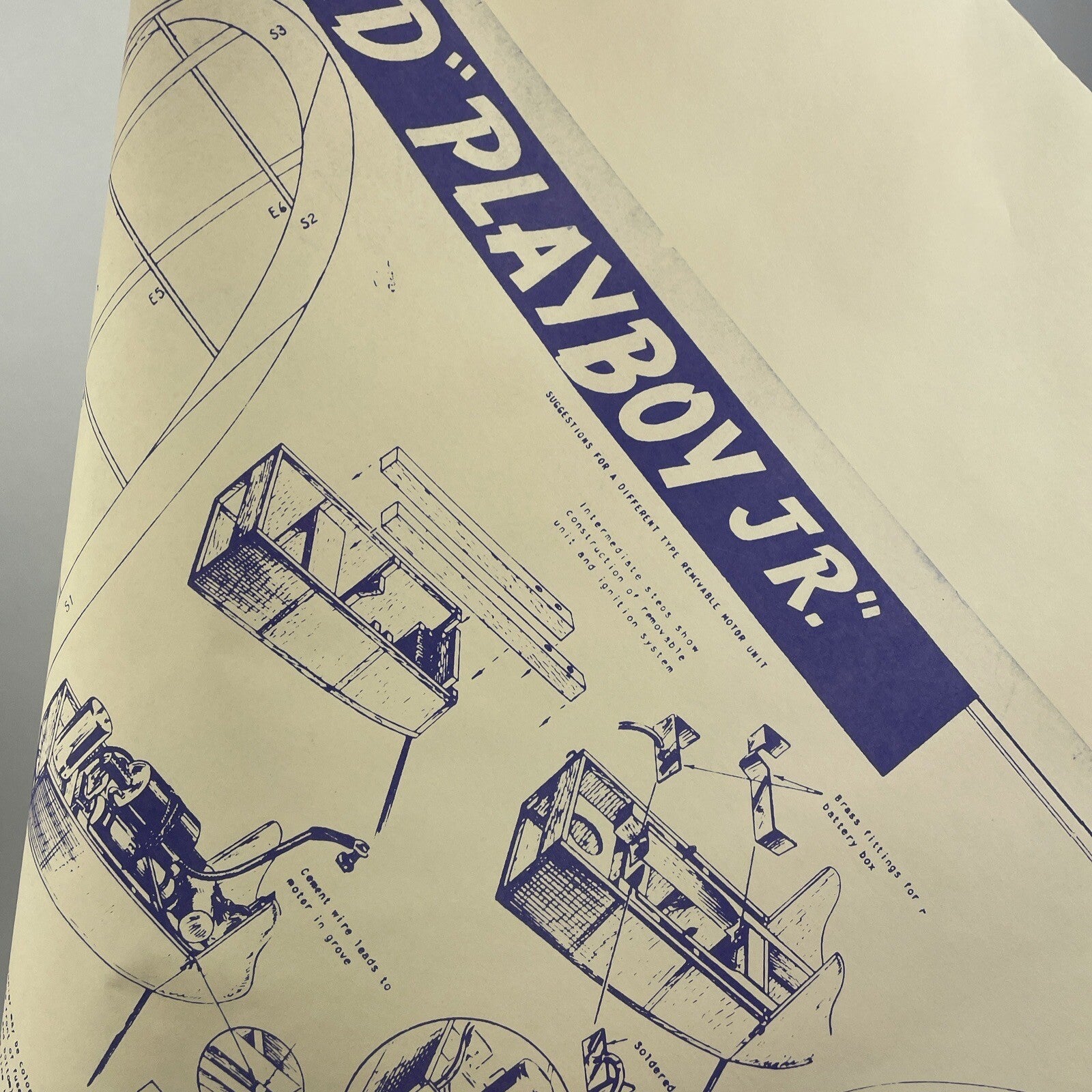 Original PLANS BLUEPRINTS RARE 1941 Playboy Junior - BALSA MODEL AIRPLANE KIT