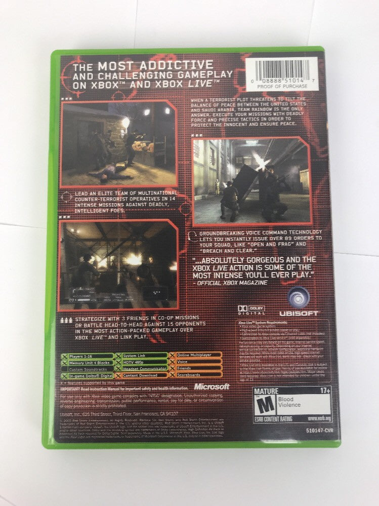 Tom Clancy's Rainbow Six 3 (Microsoft Xbox, 2003) Mint