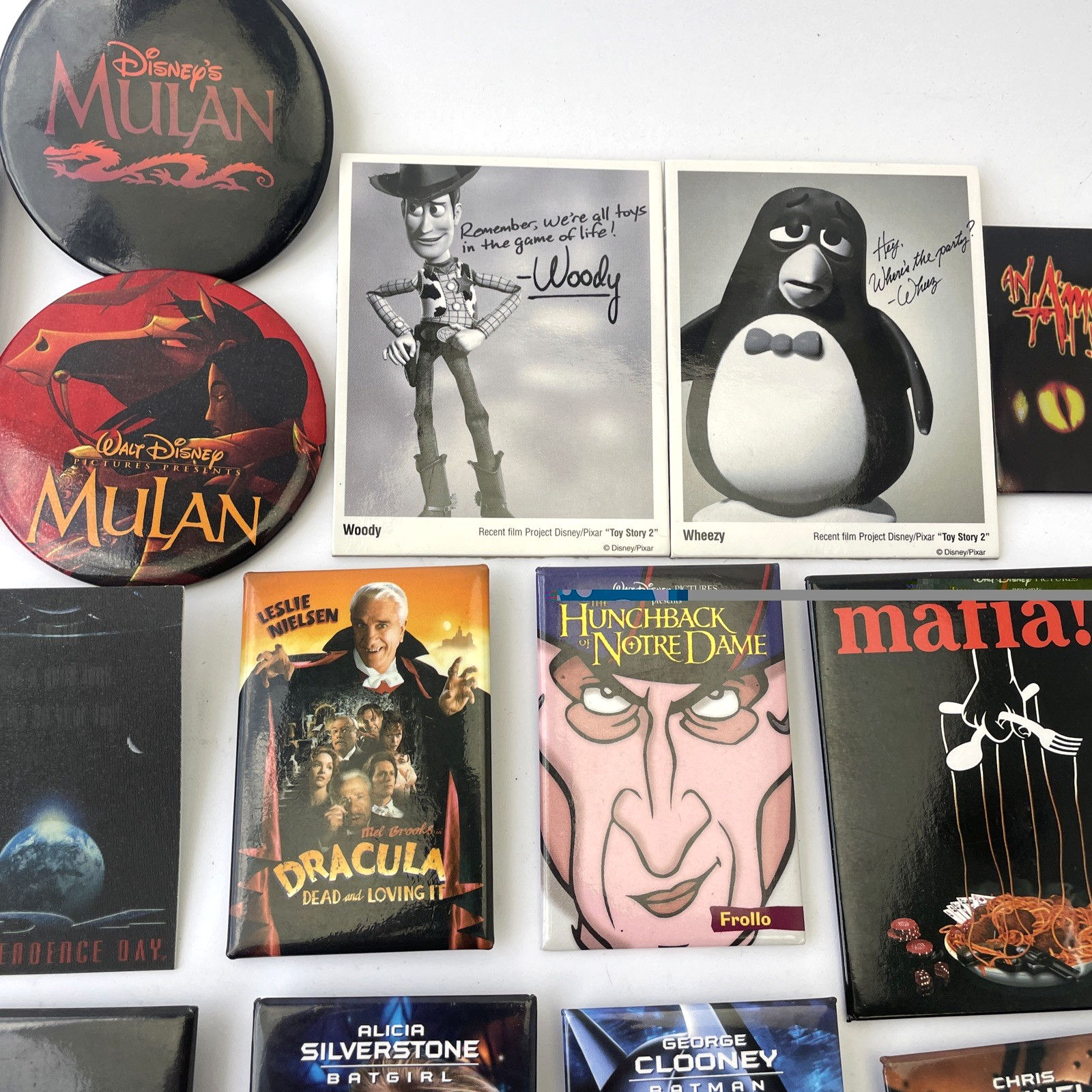 VINTAGE MOVIE PROMO BUTTON LOT of 52 PROMOTIONAL PIN BACK TV FILM Hollywood Swag