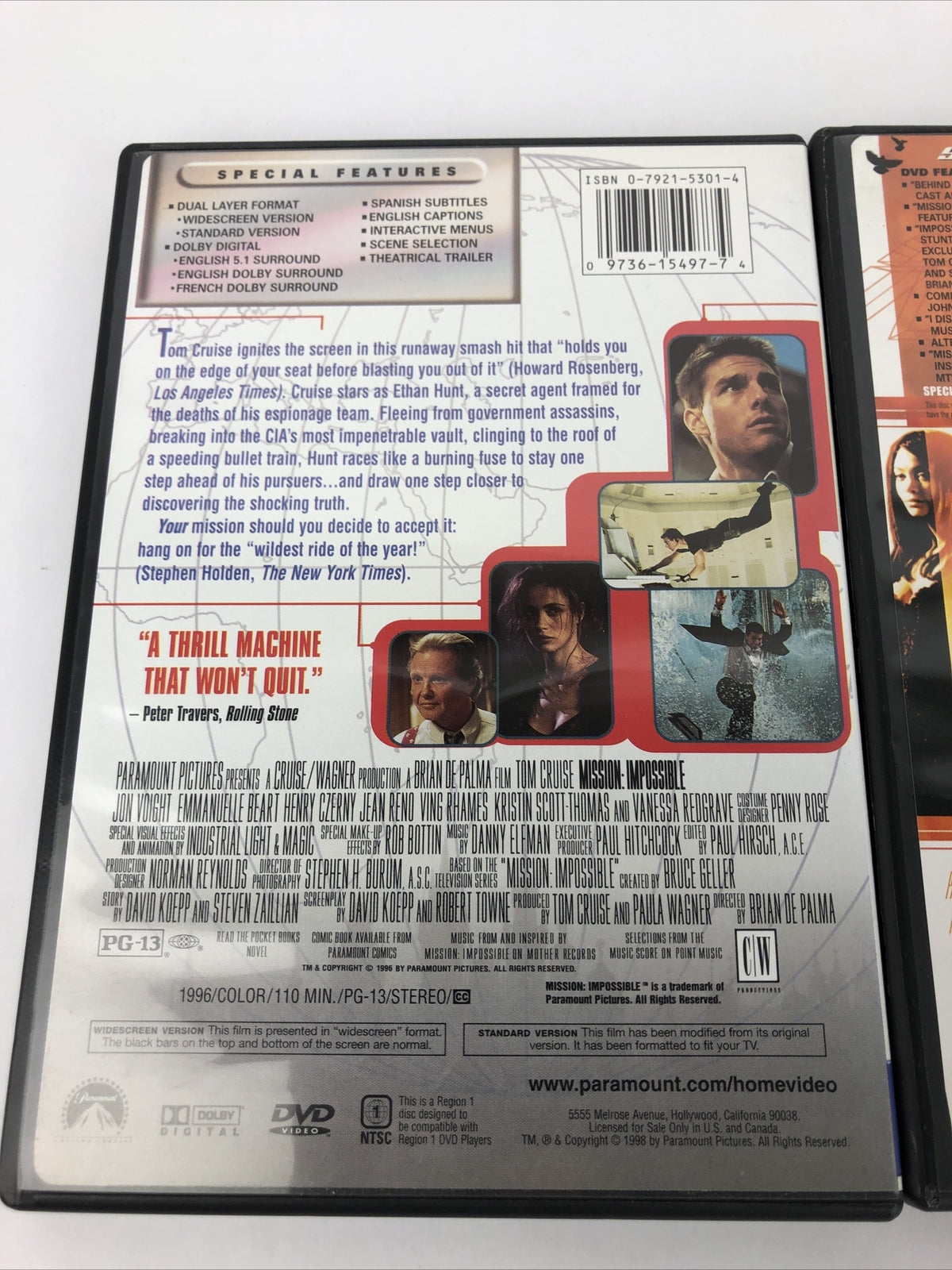 Mission:Impossible,1. 2, 3, Tom Cruise DVD 3 Movie Mint Discs Guaranteed
