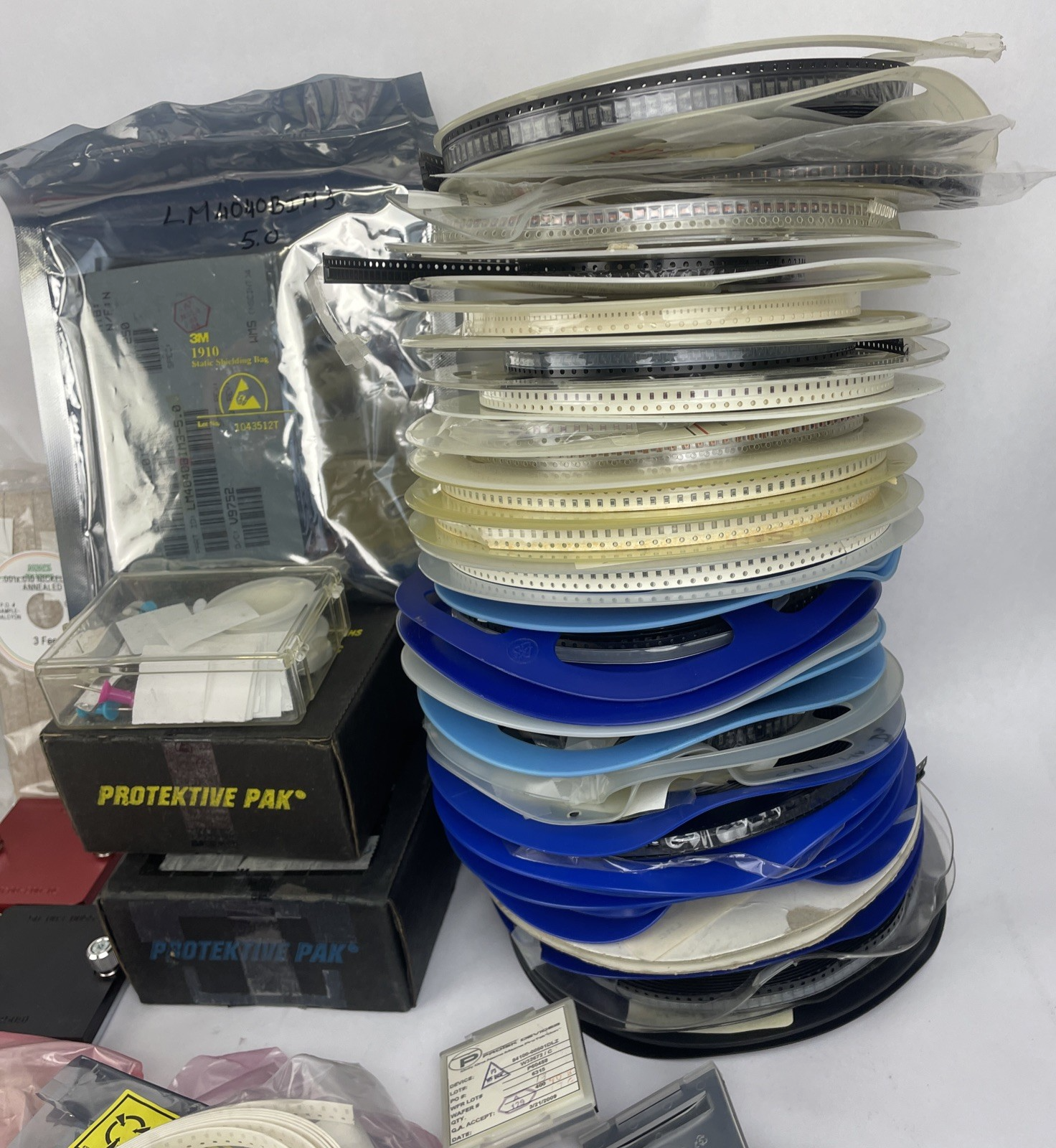Huge Lot: Digi-Key Coilcraft Inductors Tantalum SMT Caps Xicon Wire Tools Plates