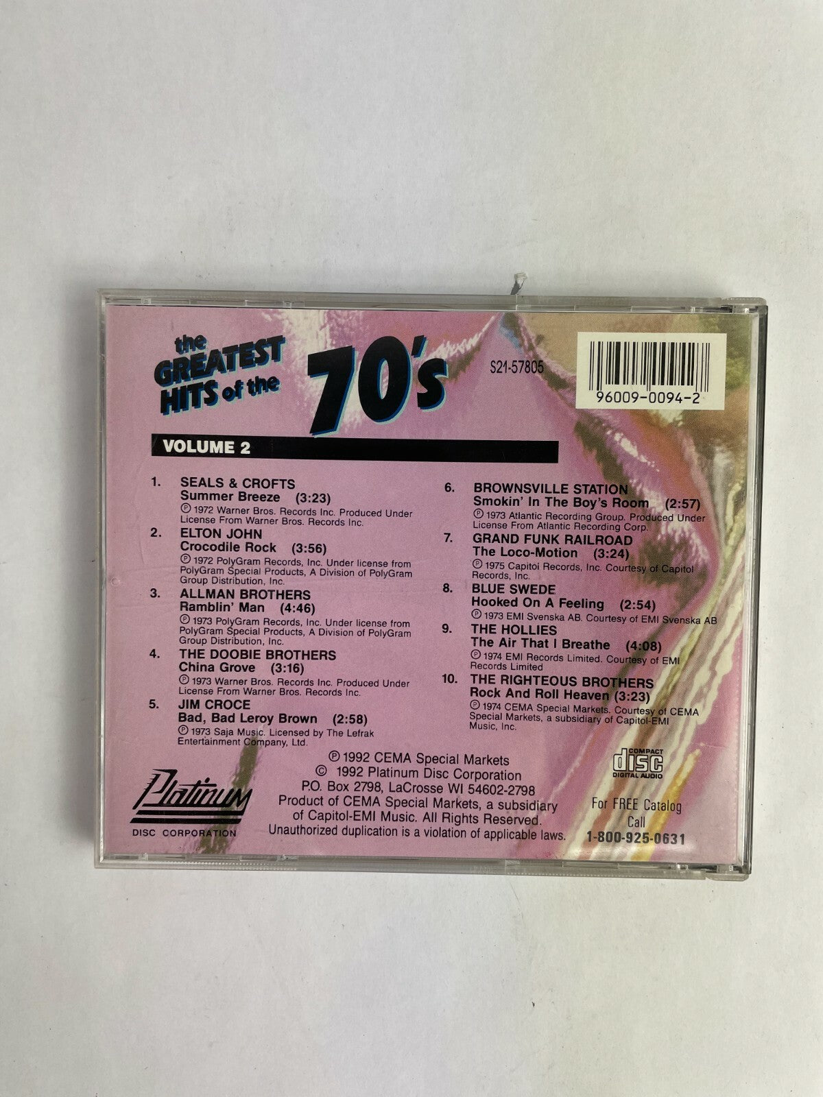 Platinum's Rock n Roll Special Collectiors Edition 70's Edit. Discs Music CD Q9