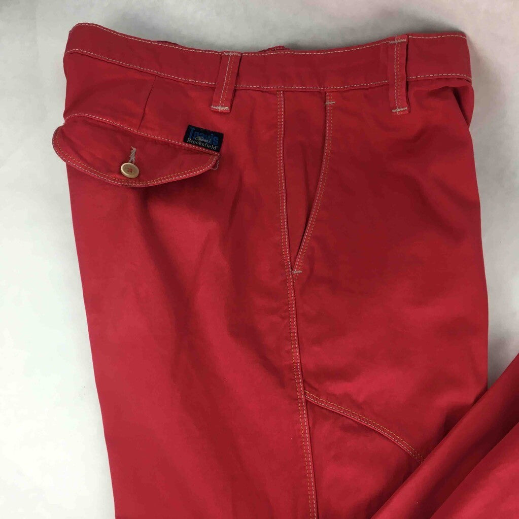 Travis Brooksfield Mens Chino Pants Red Action Tailored Zip Fly 100% Cotton 54