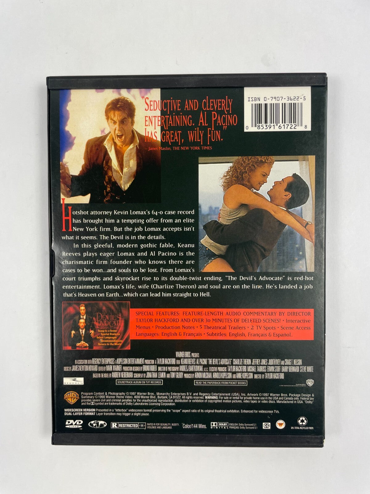 Devils Advocate Keany Reeves Al Pacino The Newest Attorney DVD Movie