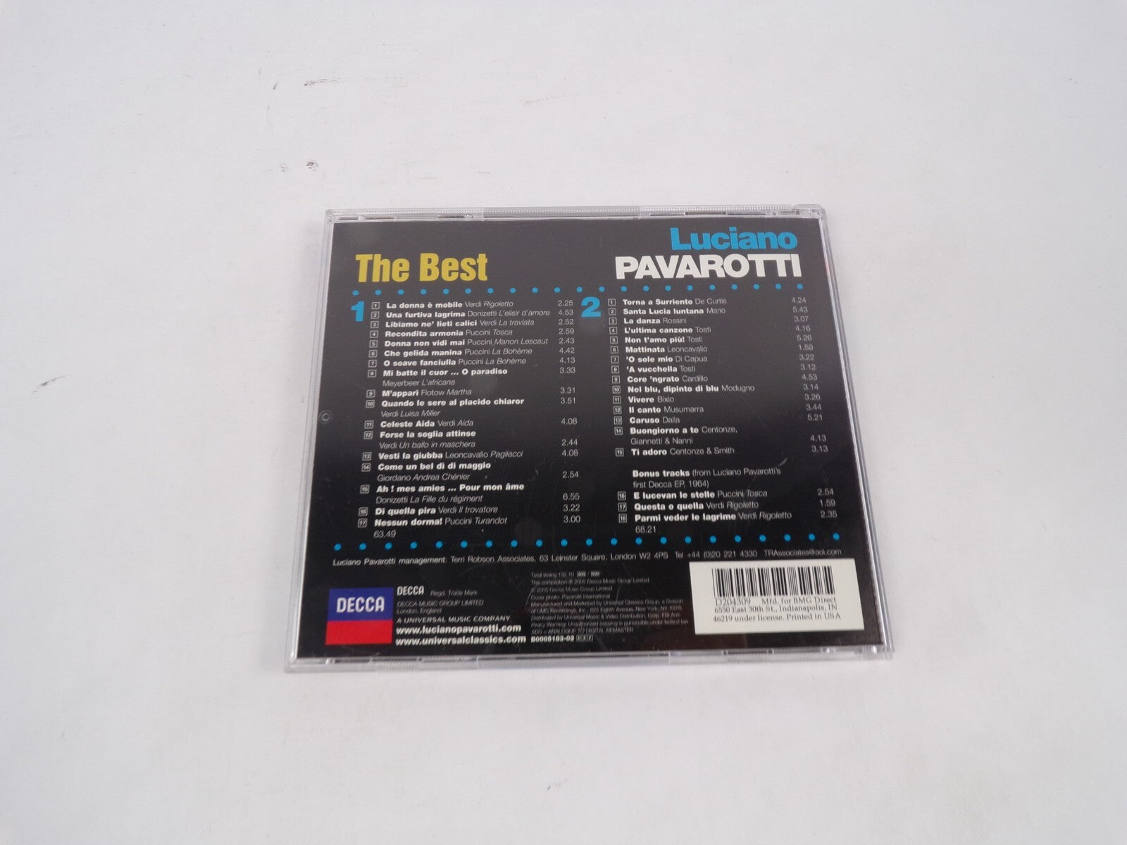 Luciano Pavarotti La Donna & Mobile Una Frutiva Lagrima Recondita Armonia CD#67