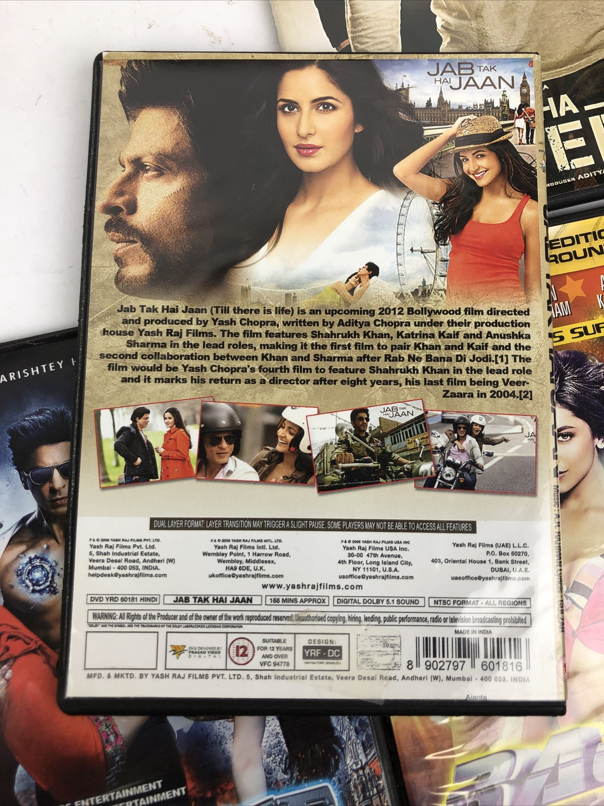 5 x BOLLYWOOD DVD Lot RA ONE, Race 2, Munna Bhai, EK THA TIGER, JAB TAK HAI JAAN