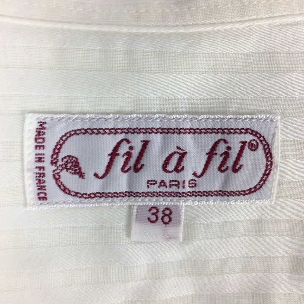 Fil A Fil Mens Button Front Shirt White Textured Long Sleeve Pocket Cotton 38
