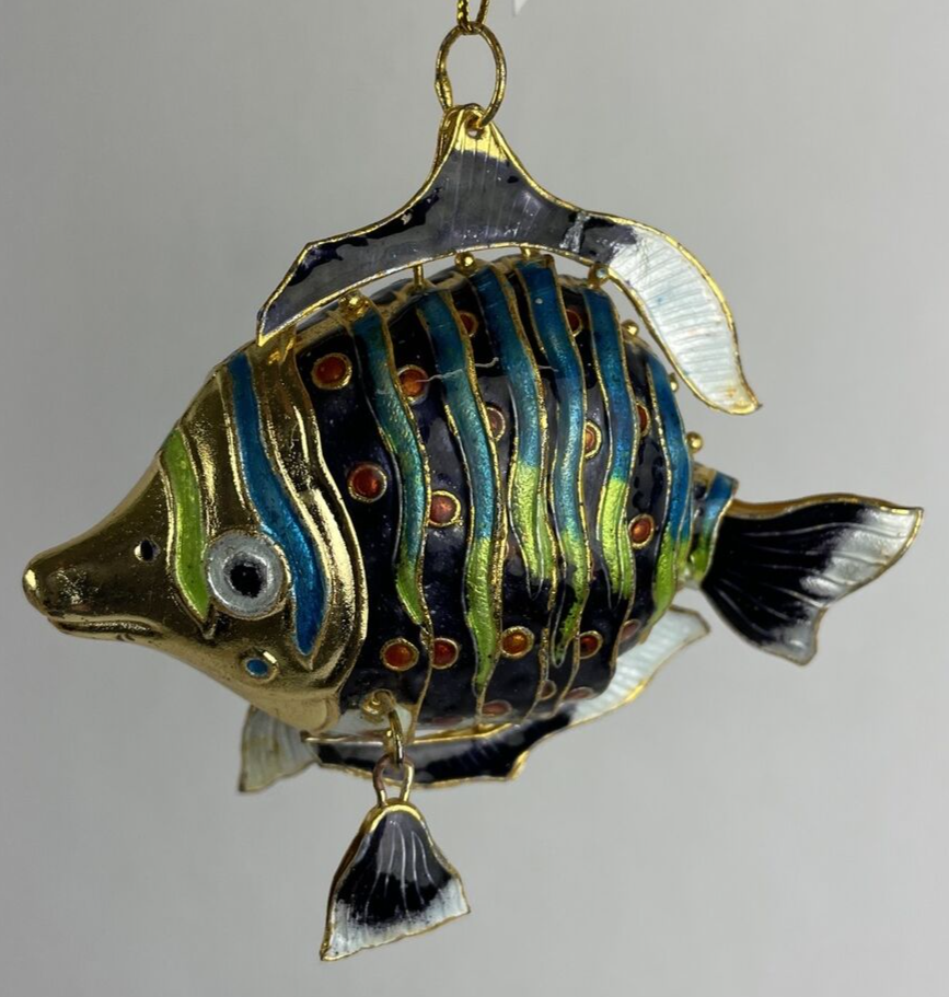 Beautiful Cloisonné Enamel Articulated Tropical Reef Fish Christmas Ornament