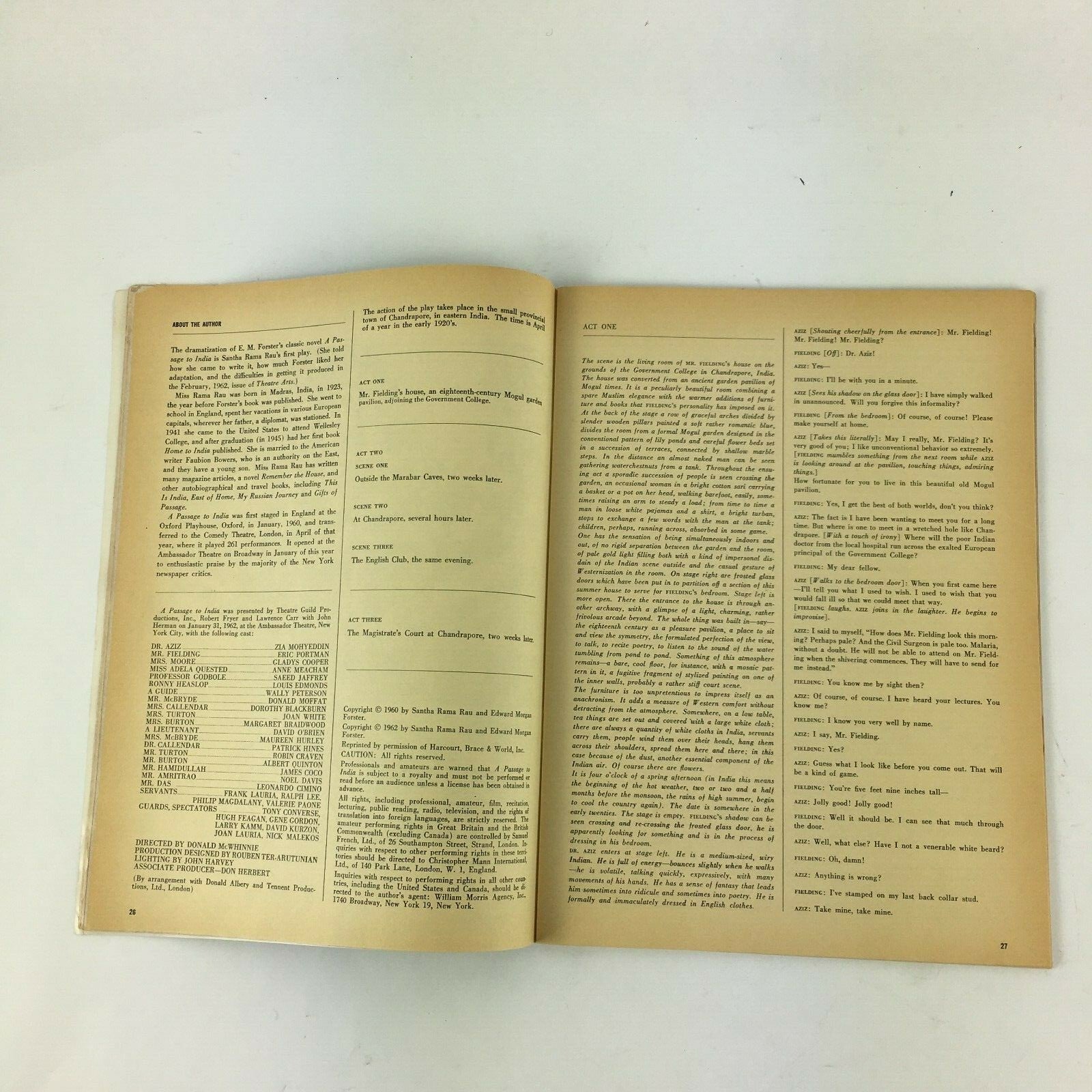 April 1962 Theatre Arts Magazine A Passage to India by SanthaRama Rau EM.Forster