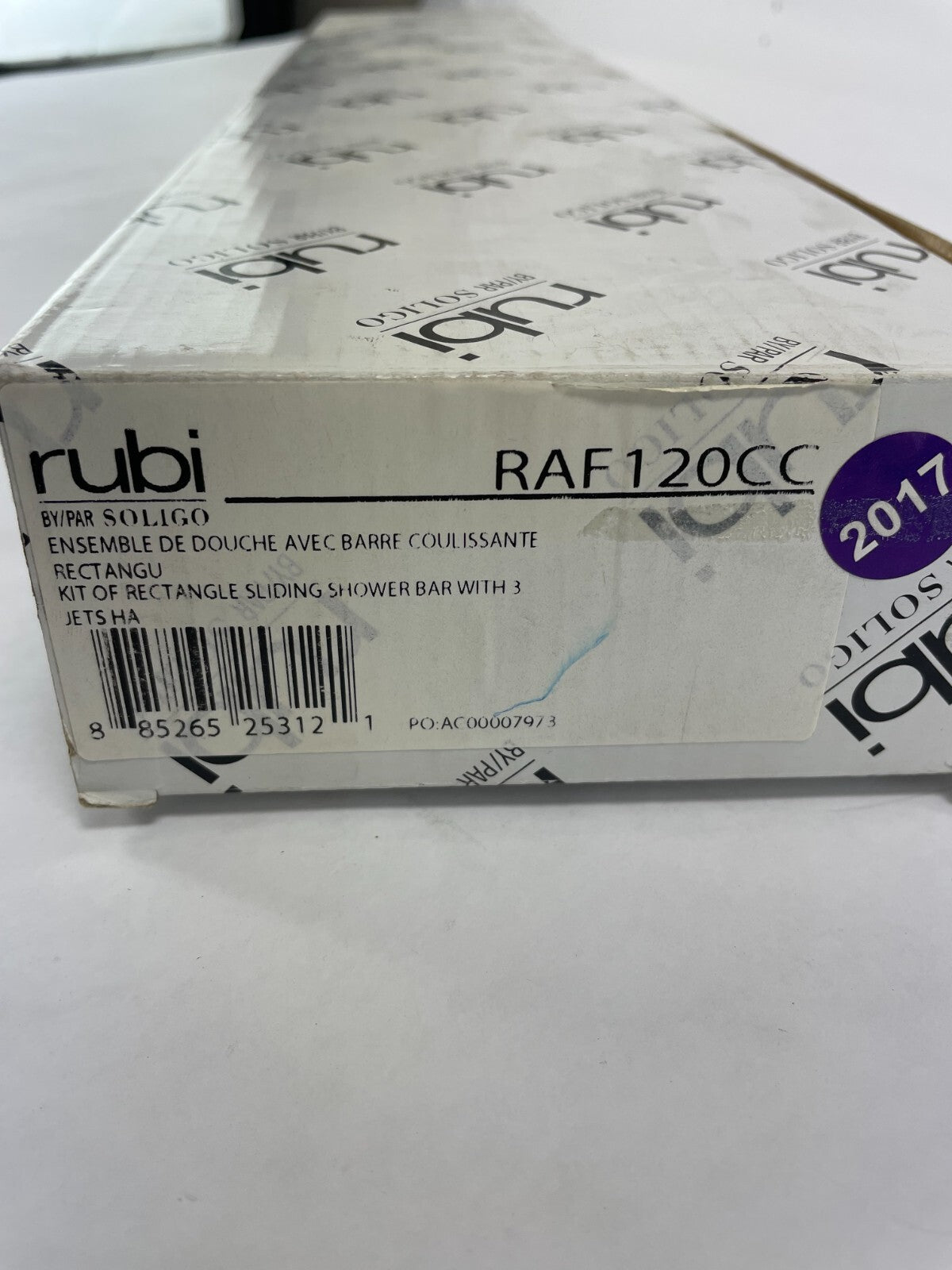 Rubi RAF120CC rectangle sliding shower rail kit with 3 jet hand shower chrome