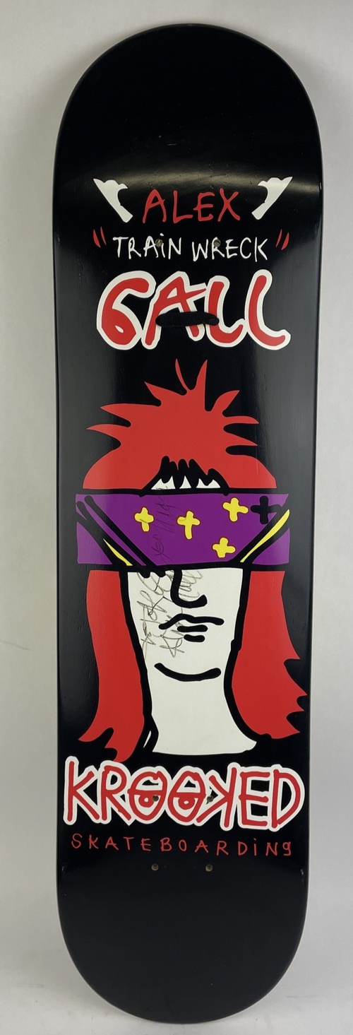 Signed KROOKED Skateboards Guest Deck Alex Gall TrainWreck Mark Gonzales Artwork