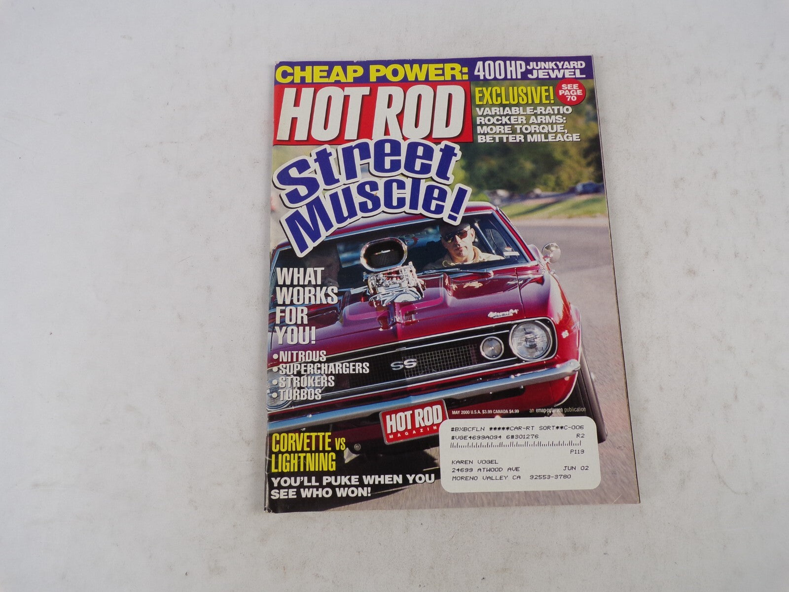 May 2000 Hot Rod Street Muscle! Cheap Power: 400HP Junkyard Jewel Exclusive! Var
