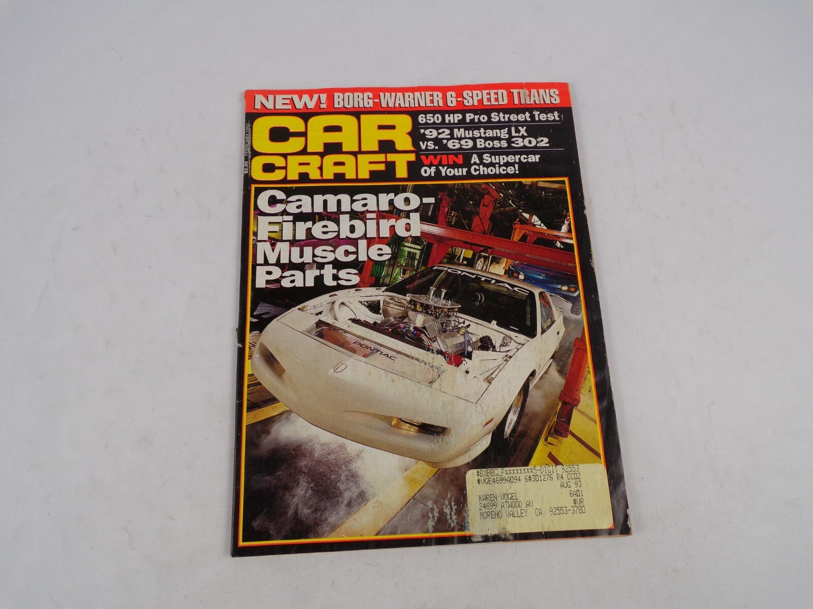 February 1992 Car Craft Camaro Firebird Muscle Parts New! Borg-Warner 6-Speed