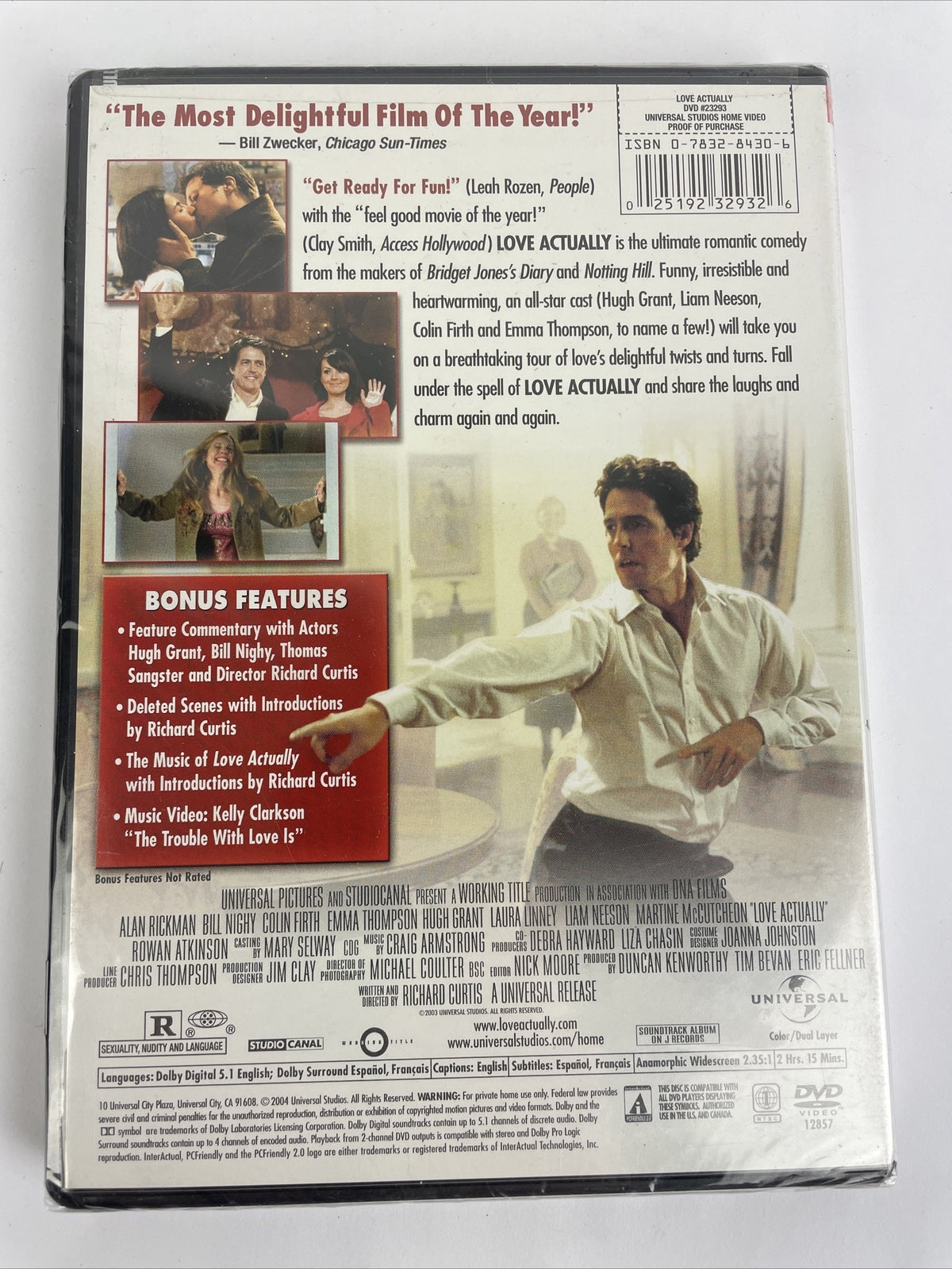 Love Actually DVD Video Hugh Grant Liam Neeson Laura Linley Romantic Comedy NEW