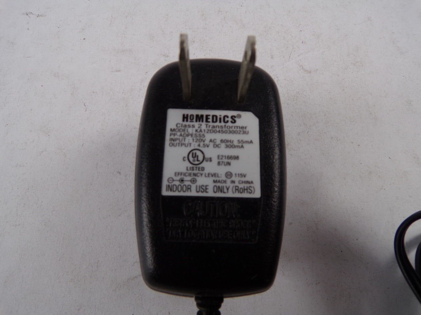 Geniune HomedicsClass2 KA120D45030023 Output 4.5V 300mA PowerSupply Adapter A56