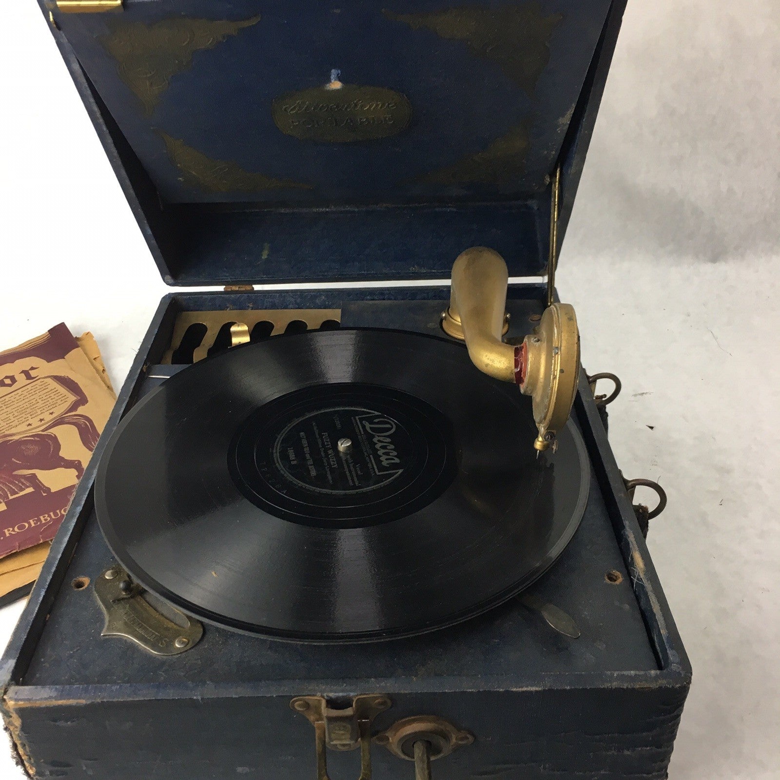 Antique SILVERTONE PORTABLE GRAMMOPHONE PHONOGRAPH