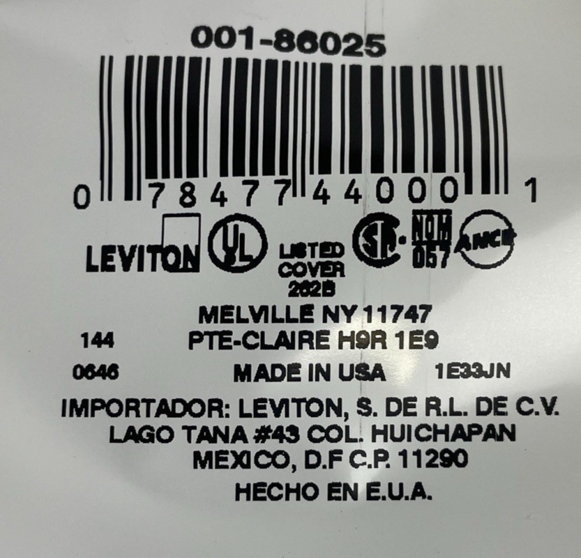 25 Pcs Leviton 80525-1 Blank Wallplate 2-Gang Thermoset White Standard Box Mount